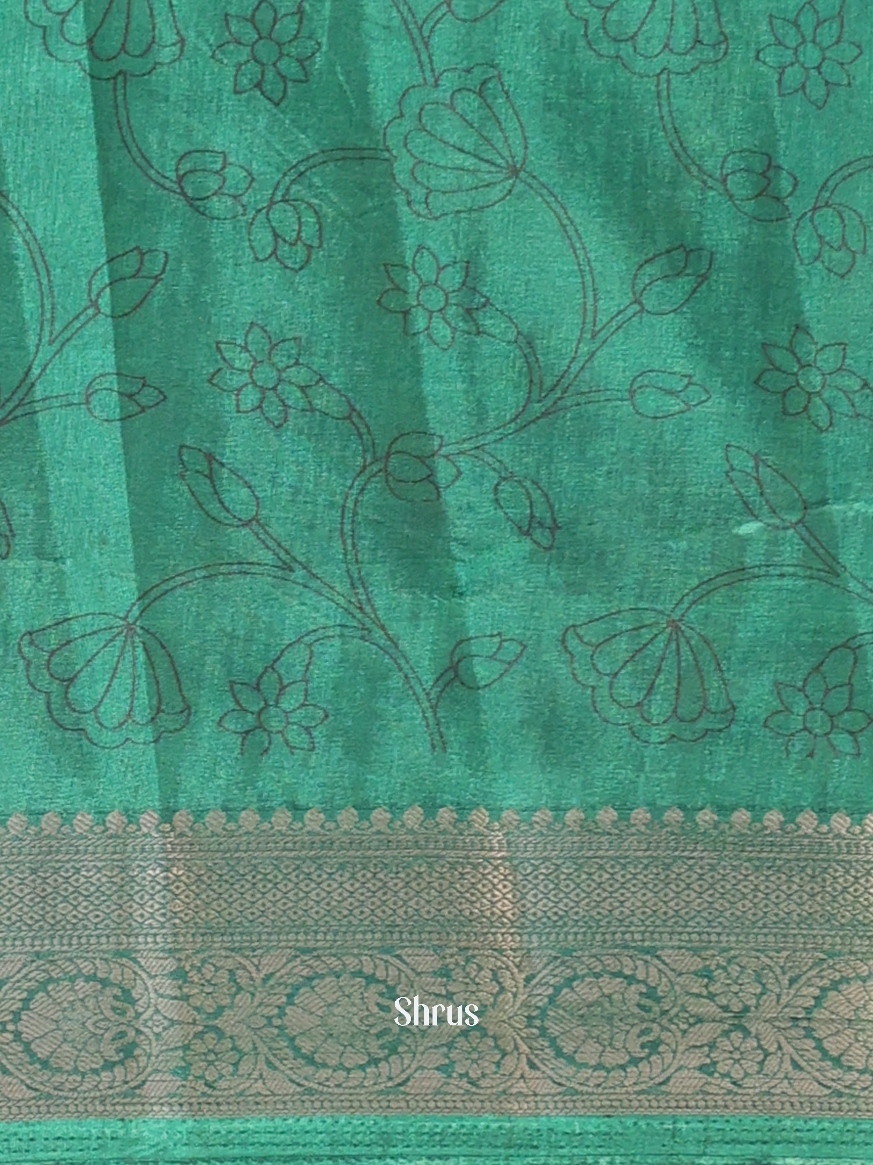 Red & Green - Semi Tussar Saree - Shop on Shrus.com
