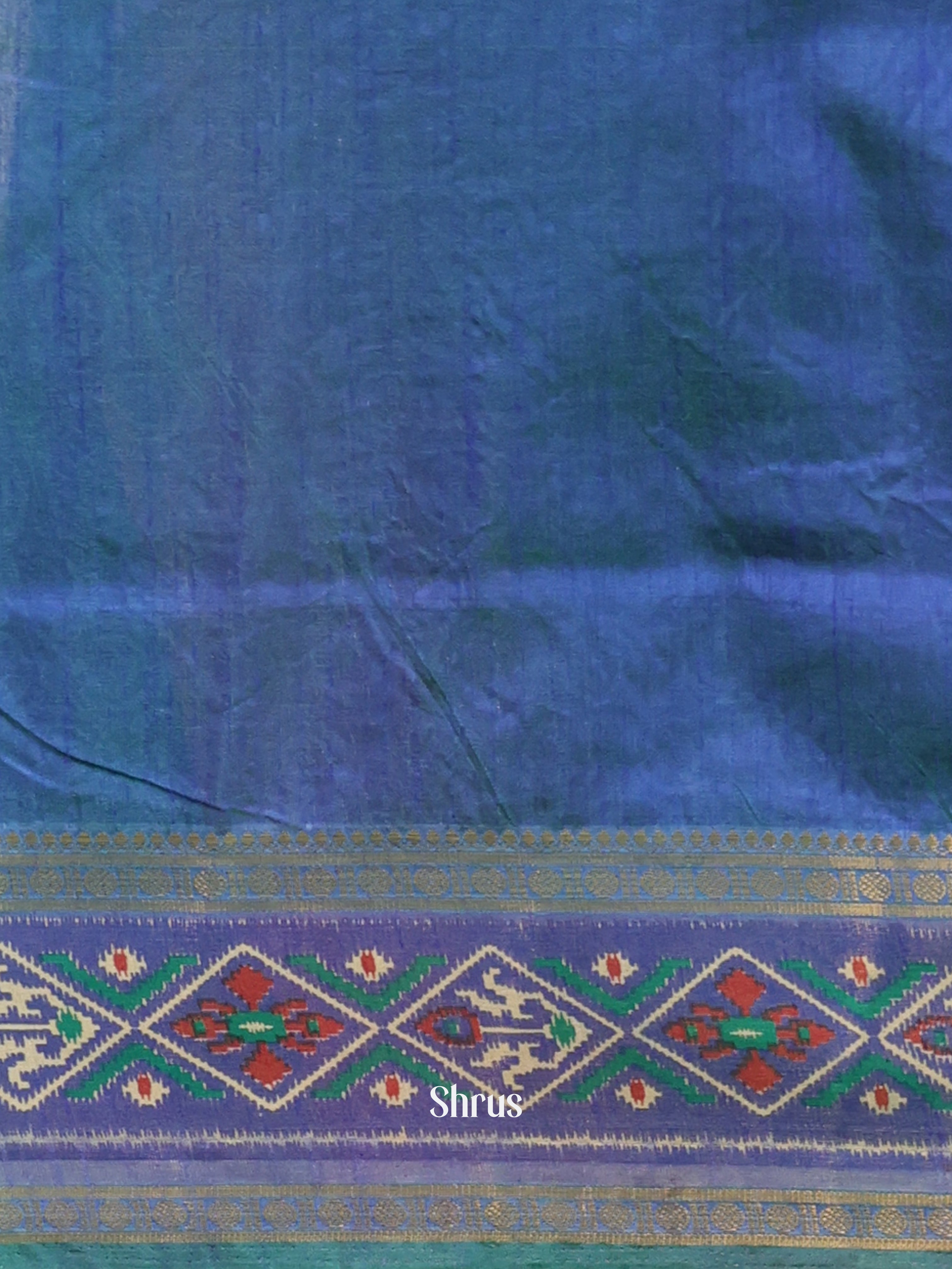 Green & Blue - Semi Patola Saree - Shop on Shrus.com