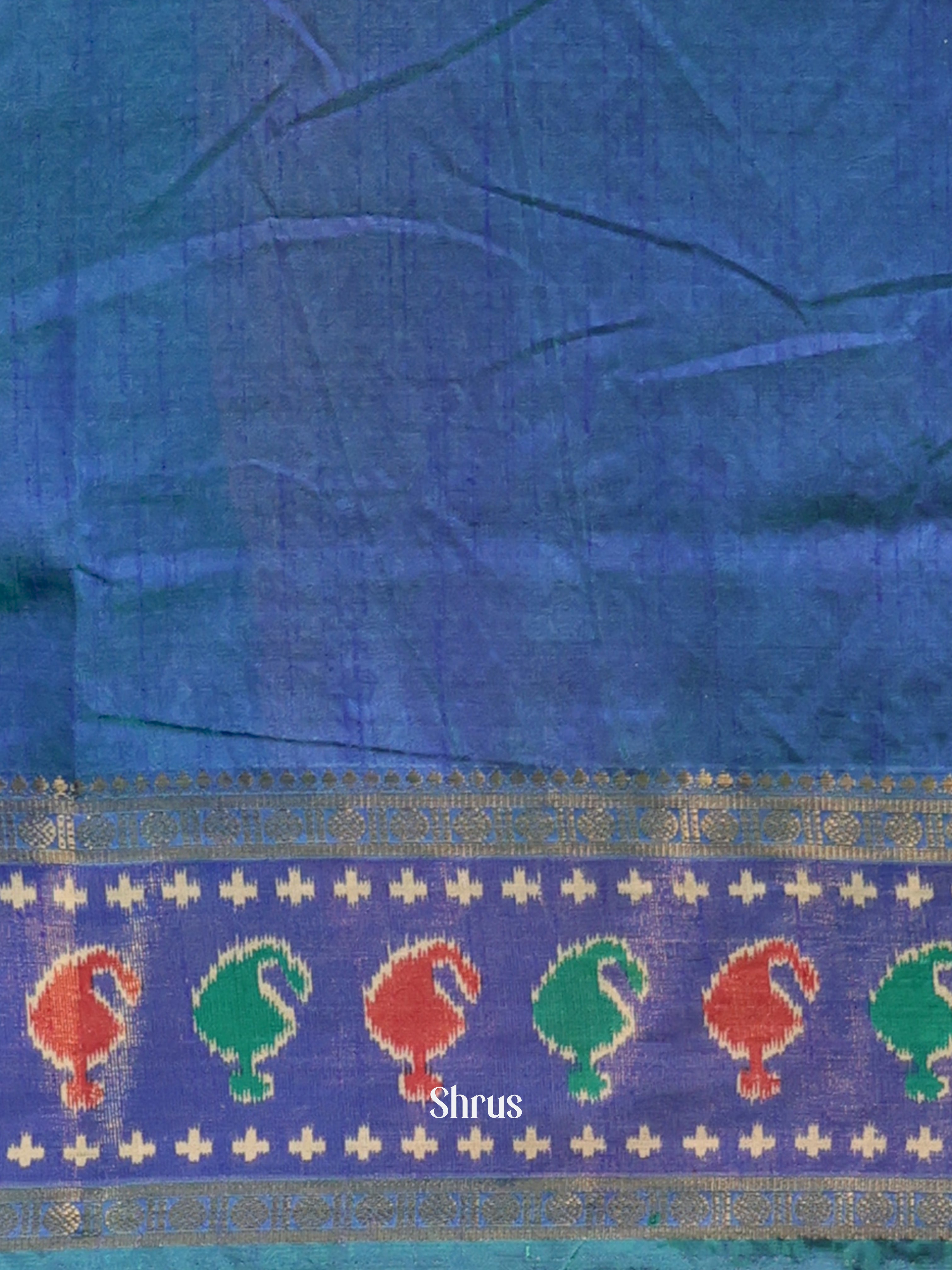 Green & Blue - Semi Patola Saree - Shop on Shrus.com