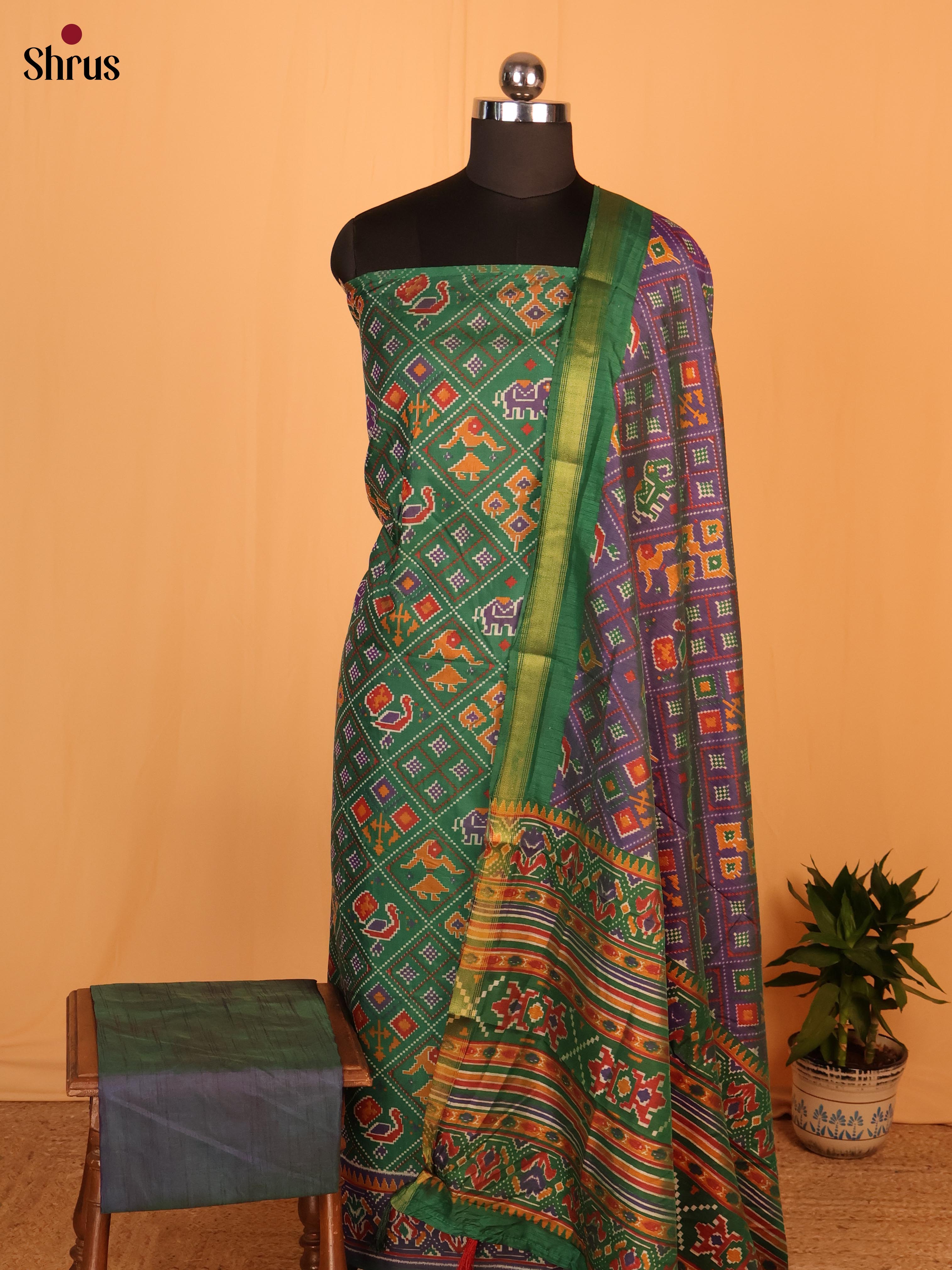 Green & Purple- Semi patola salwar - Shop on Shrus.com