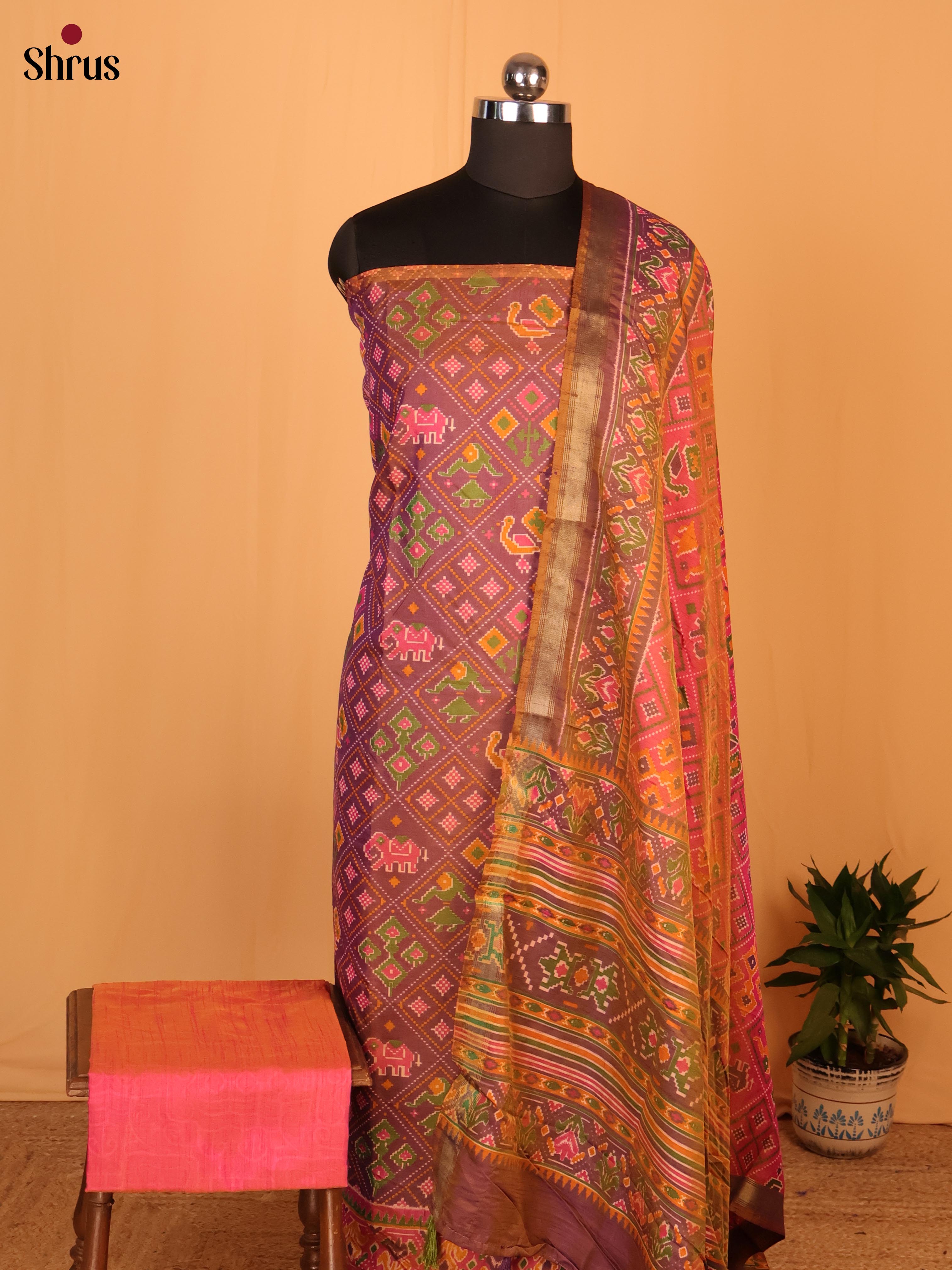 Purple & Pink - Semi patola salwar - Shop on Shrus.com