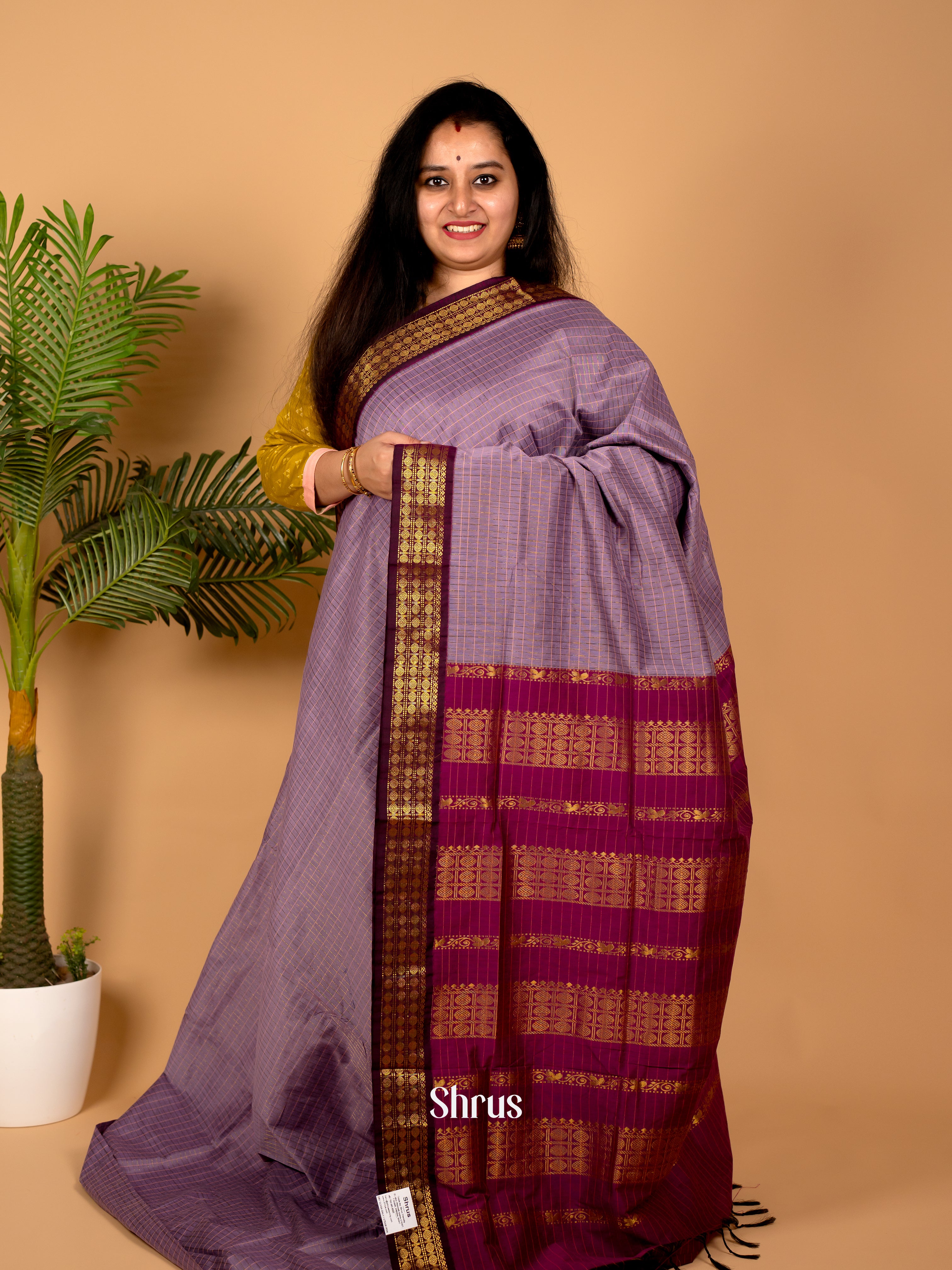Purple & Maroon- Kalyani Cotton Saree - Shop on Shrus.com