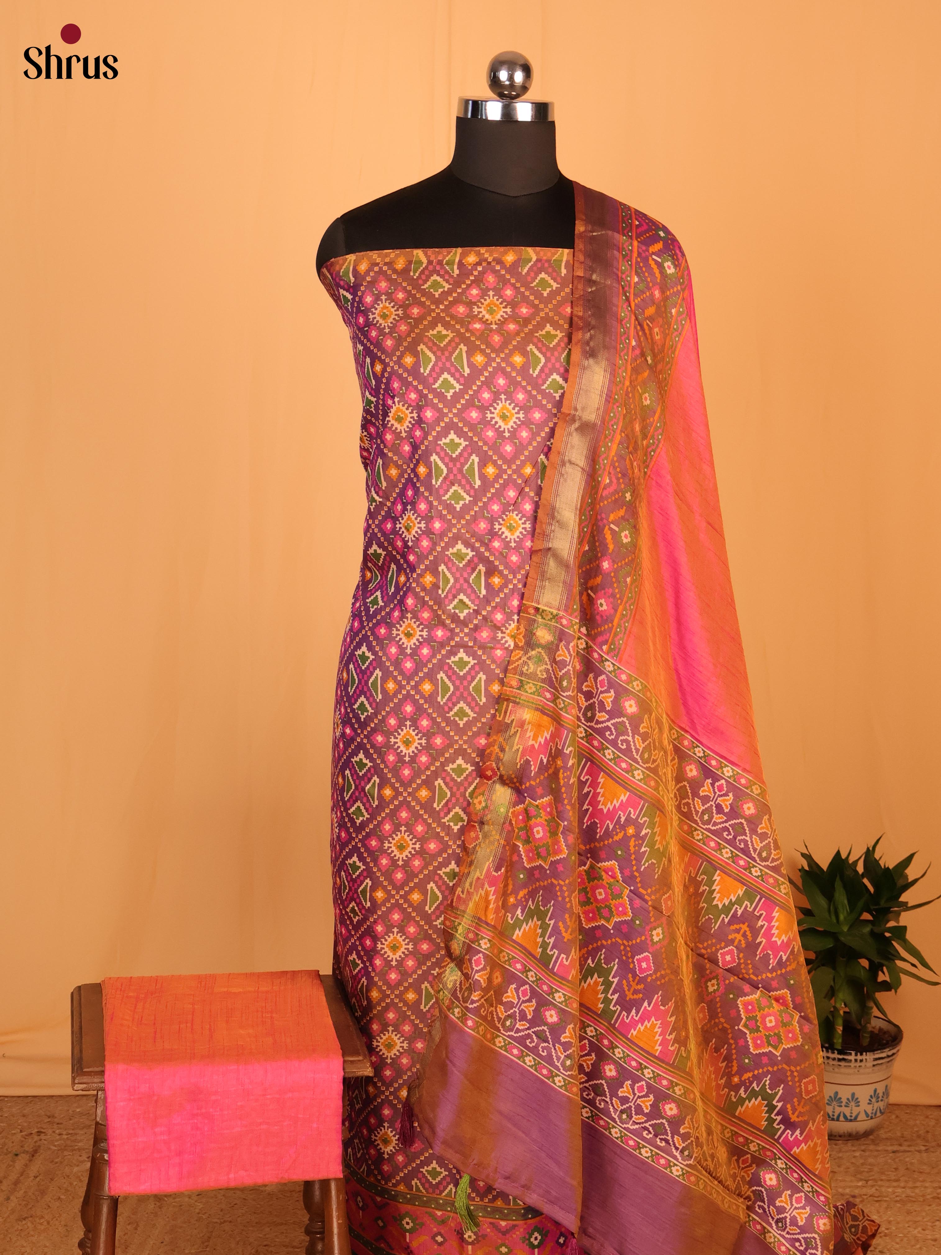 Double Shaded Purple & Pink - Semi patola salwar - Shop on Shrus.com