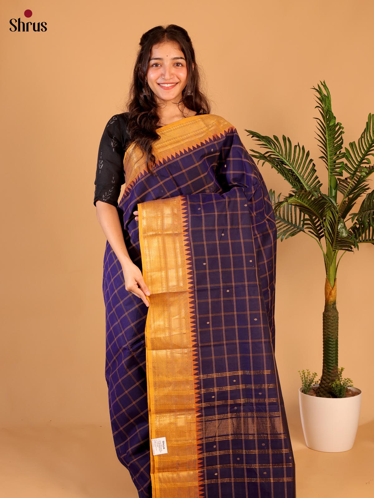 Violet & Mustard- Chettinad Cotton Saree - Shop on Shrus.com