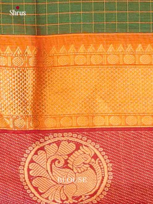 Green & Orange- Chettinad Cotton Saree - Shop on Shrus.com