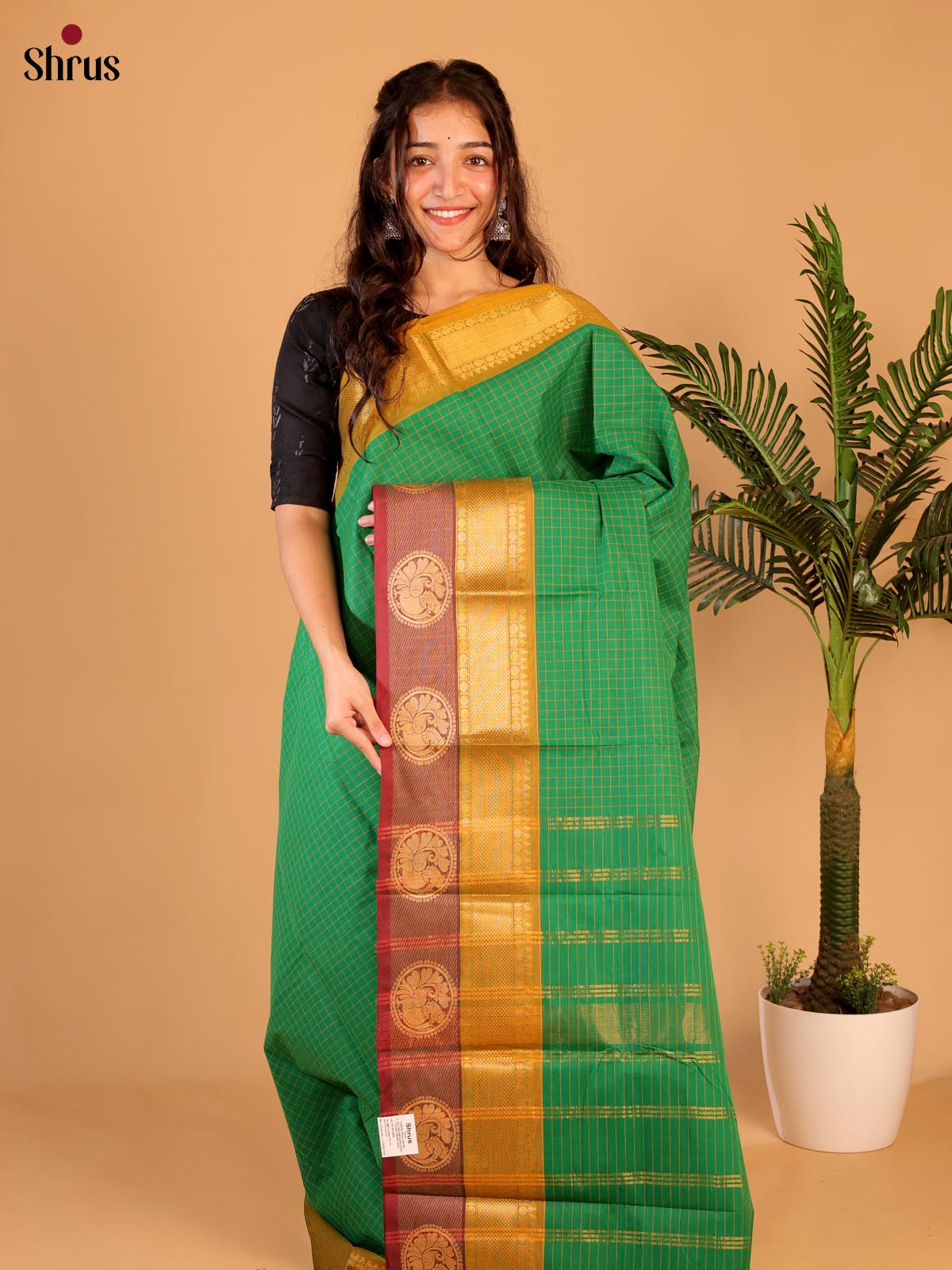 Green & Maroon - Chettinad Cotton Saree - Shop on Shrus.com