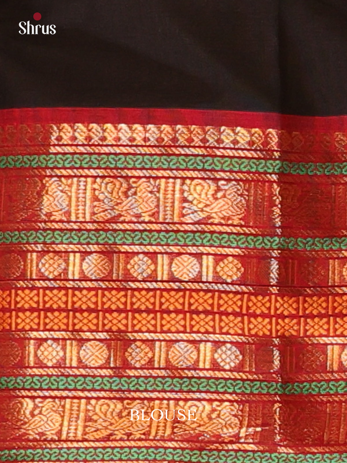 Mystique Black & Red Chettinad Cotton Saree With Red Zari Woven Border & Pallu - Shop on Shrus.com