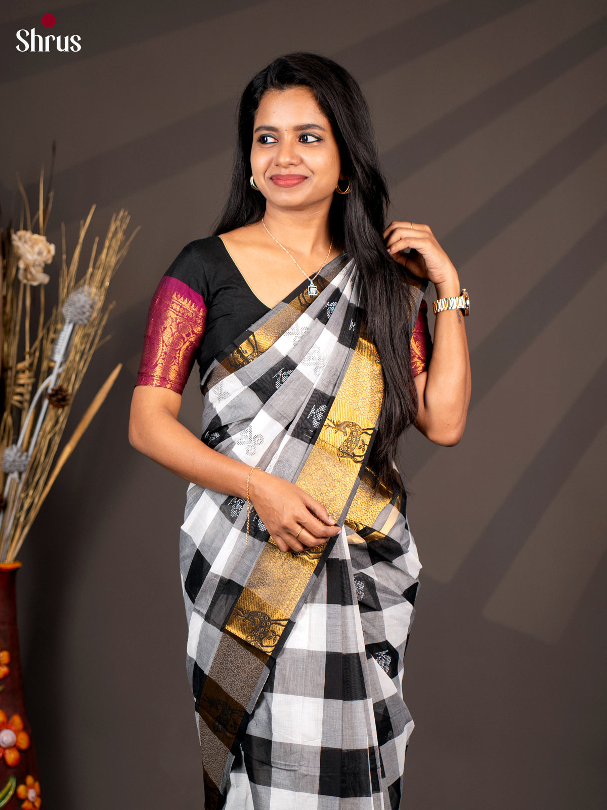 White & Black - CKS20051 - Chettinad Cotton - Shop on Shrus.com
