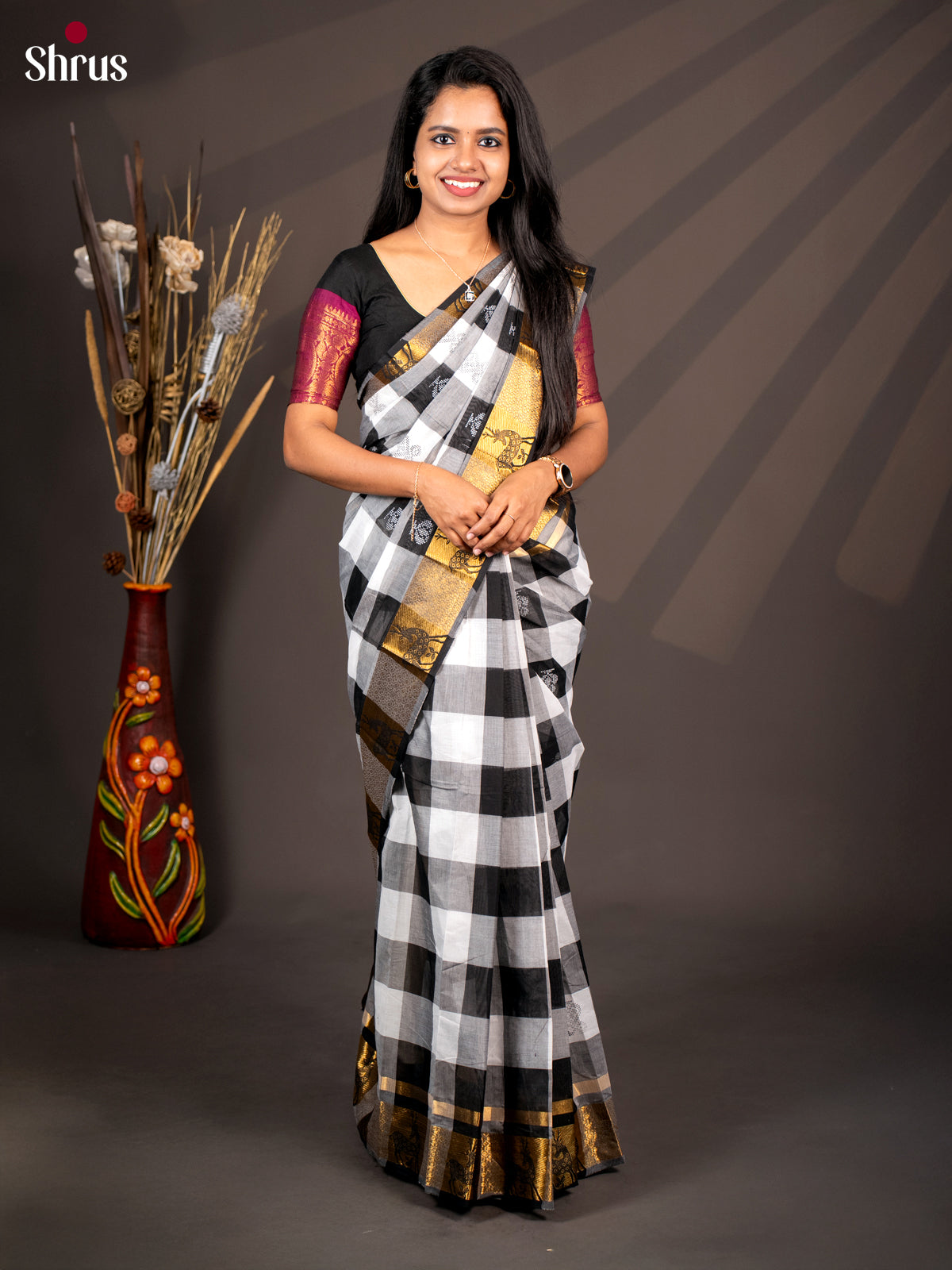 White & Black - CKS20051 - Chettinad Cotton - Shop on Shrus.com