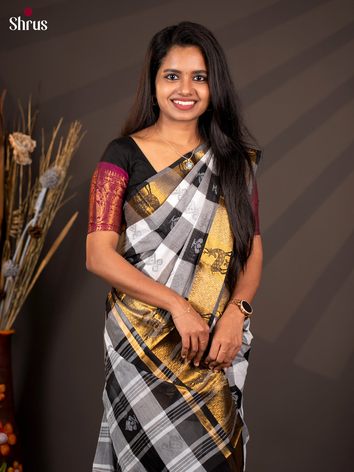 White & Black - CKS20051 - Chettinad Cotton - Shop on Shrus.com