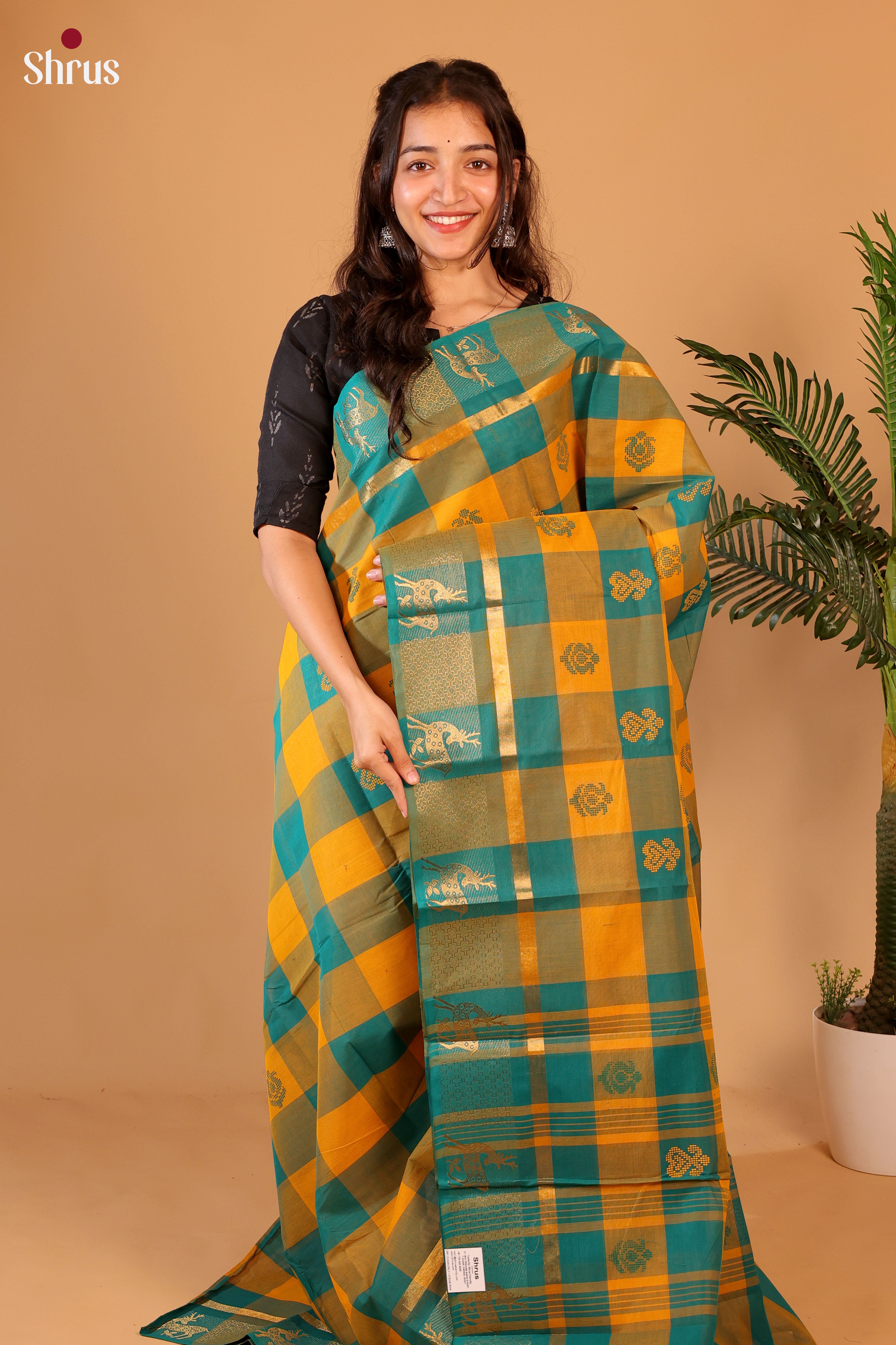 Mustard & Green - Chettinad Cotton Saree - Shop on Shrus.com