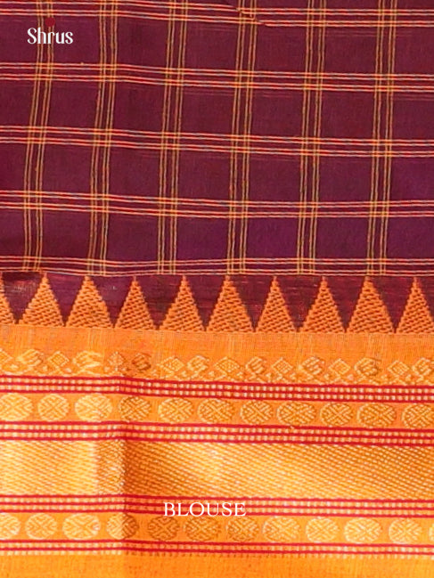Purple & Orange- Chettinad Cotton Saree - Shop on Shrus.com