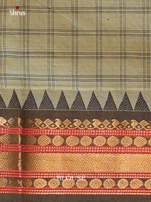 Greyish Green & Grey - Chettinad Cotton Saree - Shop on Shrus.com