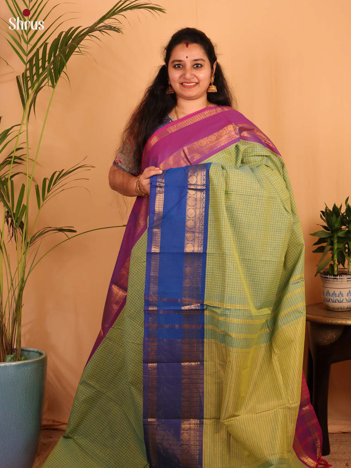 Green & Blue - Chettinad Cotton Saree - Shop on Shrus.com