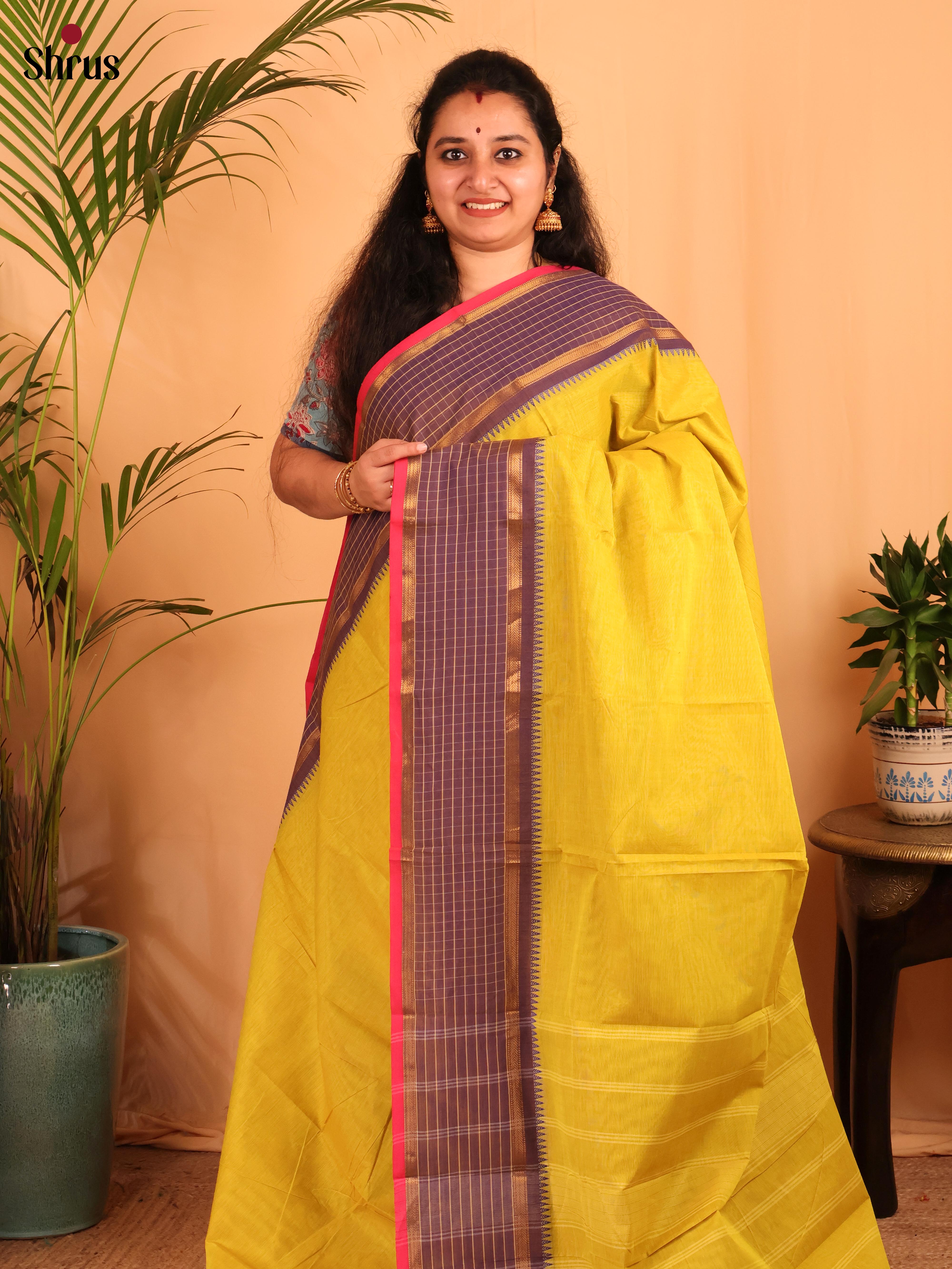 Mustard & Purple - Chettinad Cotton Saree - Shop on Shrus.com