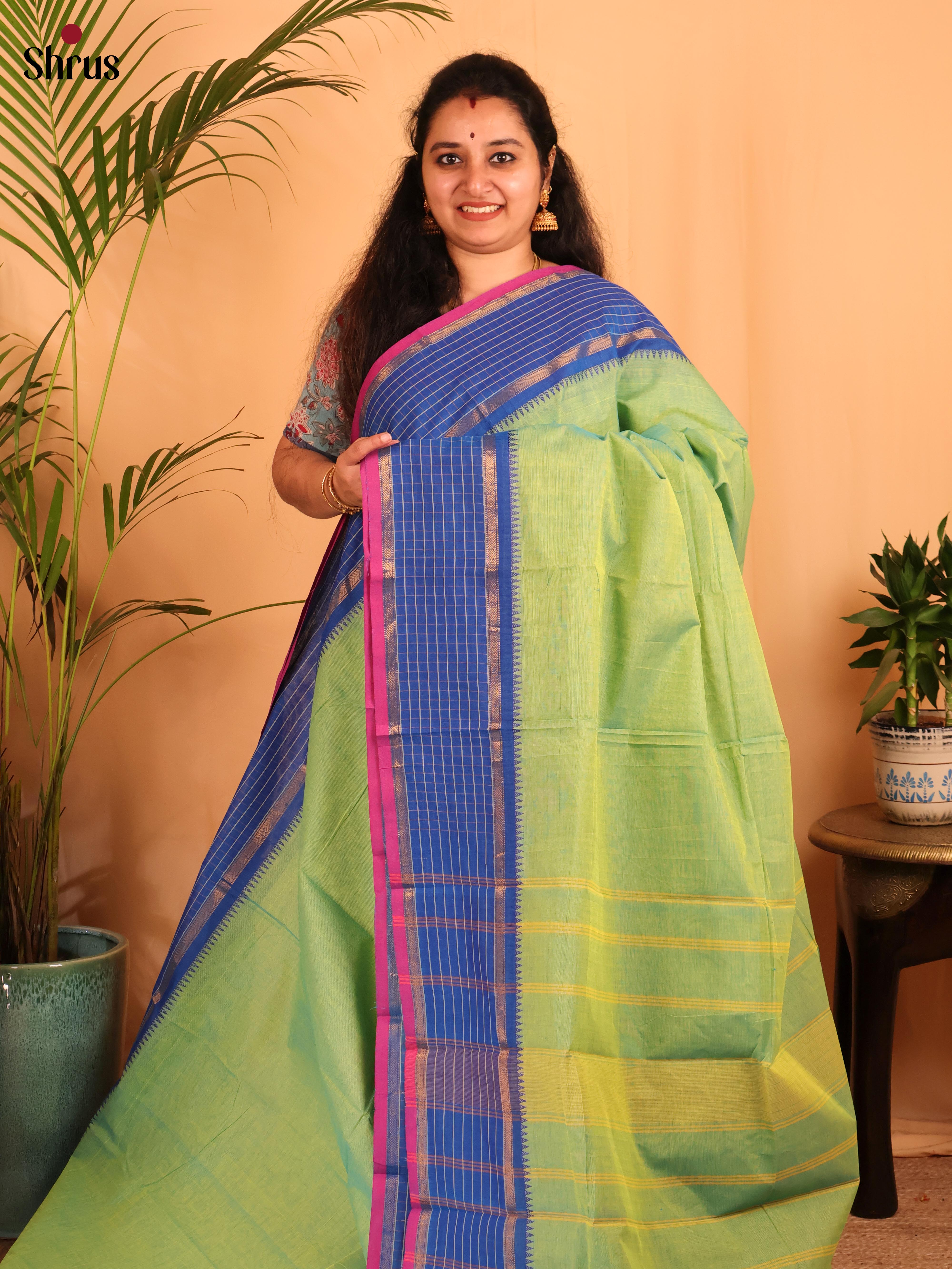 Green & Blue - Chettinad Cotton Saree - Shop on Shrus.com