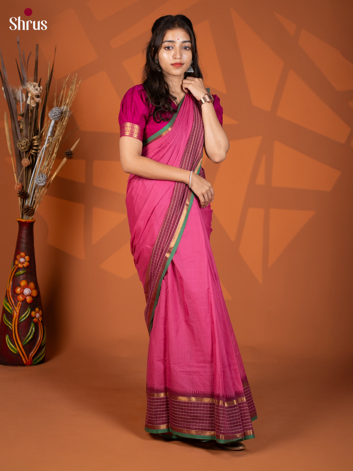 Purple & Maroon - Chettinad Cotton Saree - Shop on Shrus.com