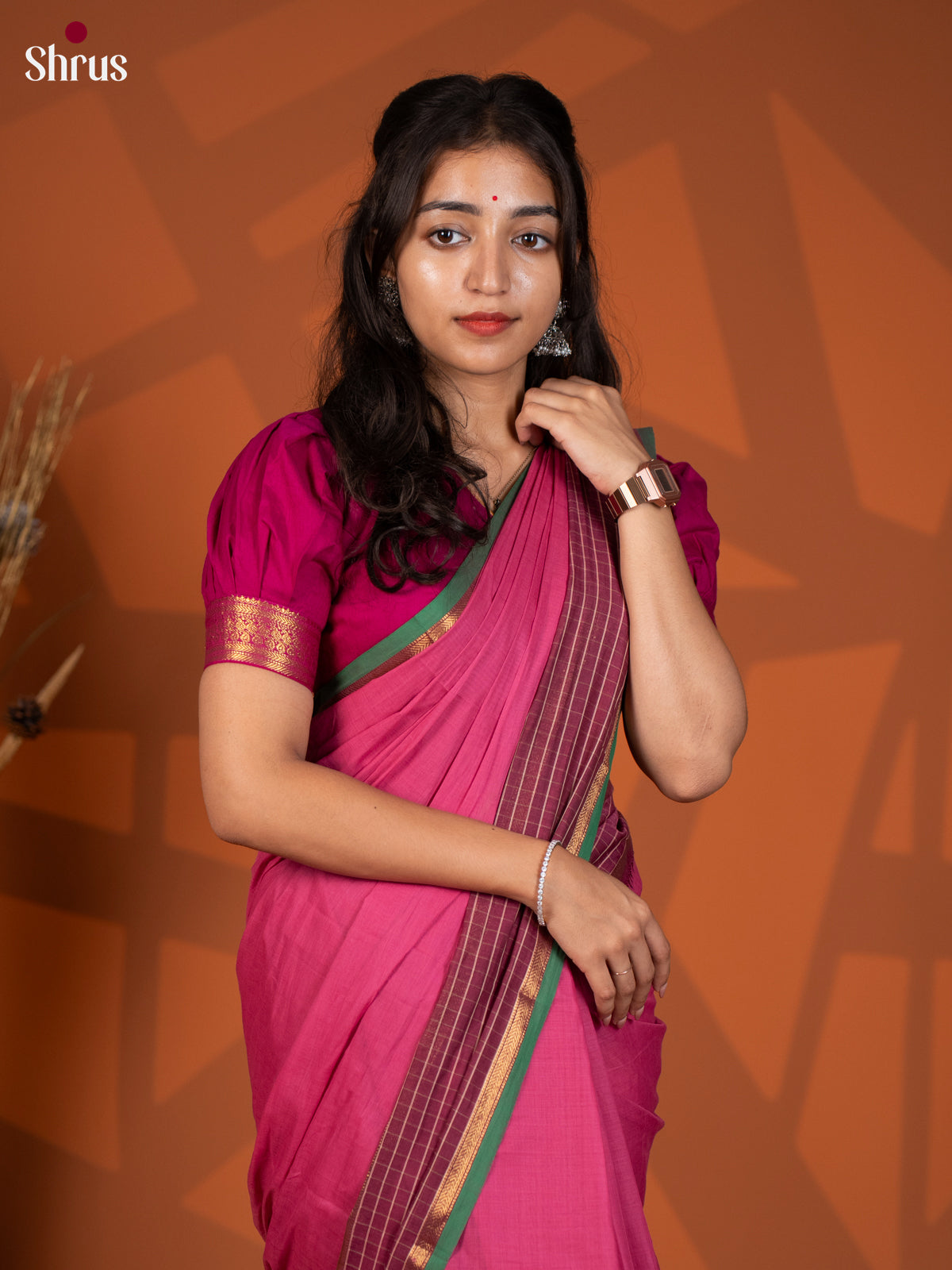 Purple & Maroon - Chettinad Cotton Saree - Shop on Shrus.com