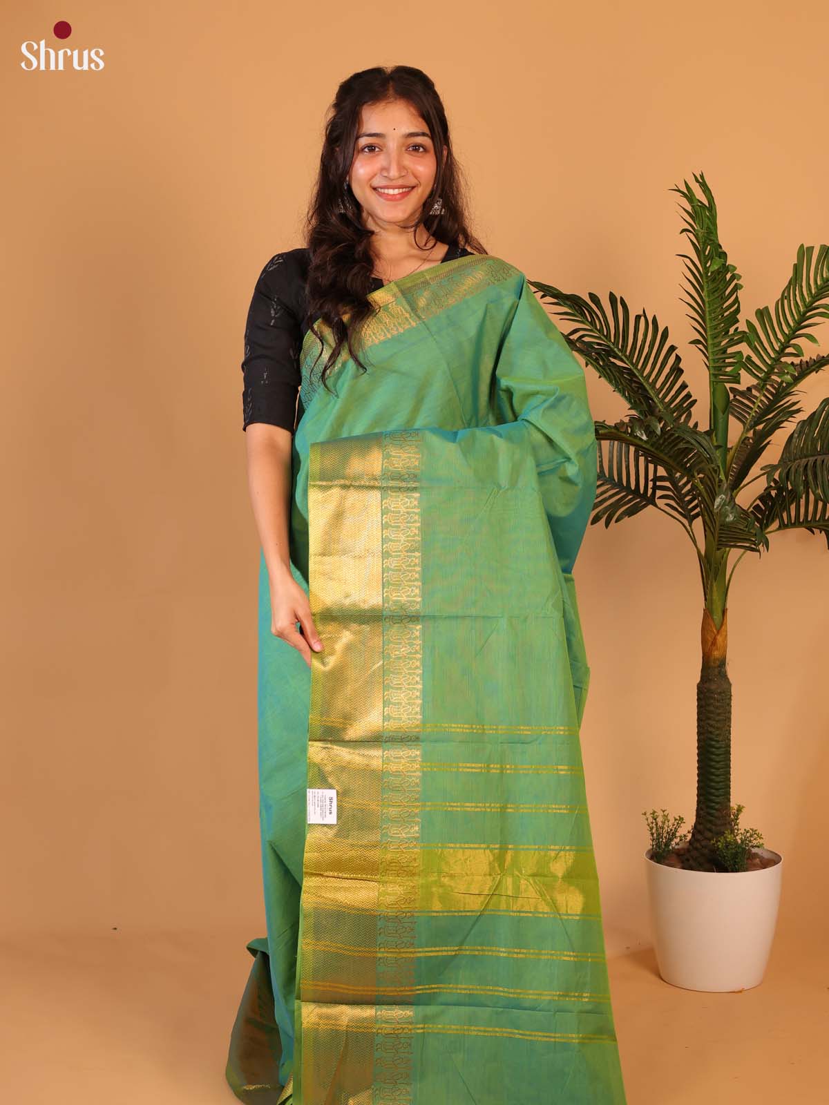 Green - Chettinad Cotton Saree - Shop on Shrus.com