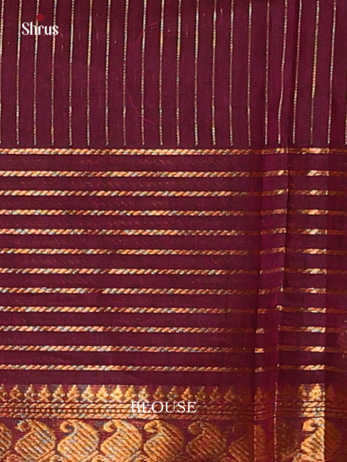 Amethyst Purple Chettinad Cotton Saree with Zari Border & Pallu - Shop on Shrus.com