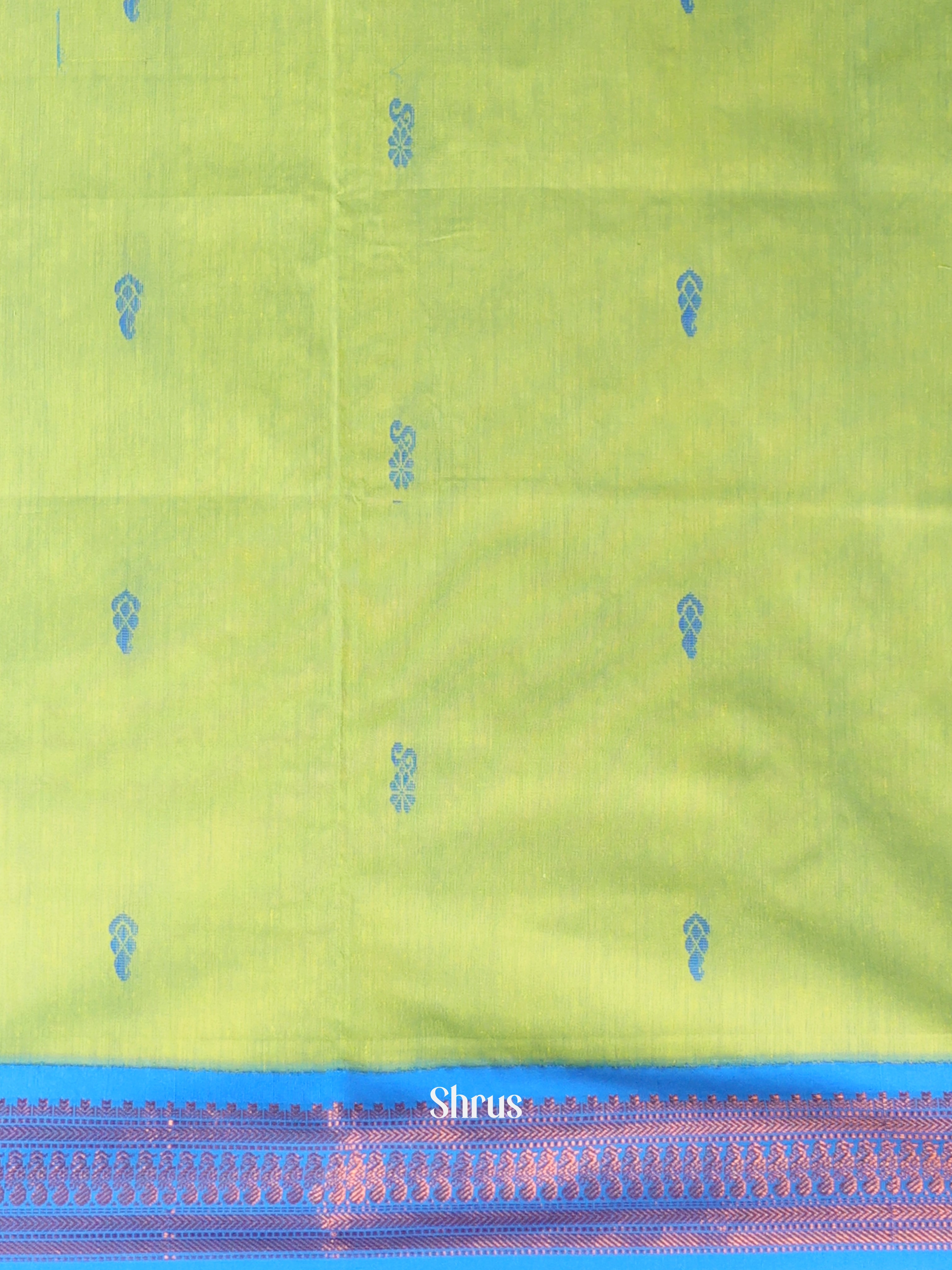 Light Green & Blue - Kalyani Cotton unstitched Top & Dupatta - CKS21023 - Shop on Shrus.com