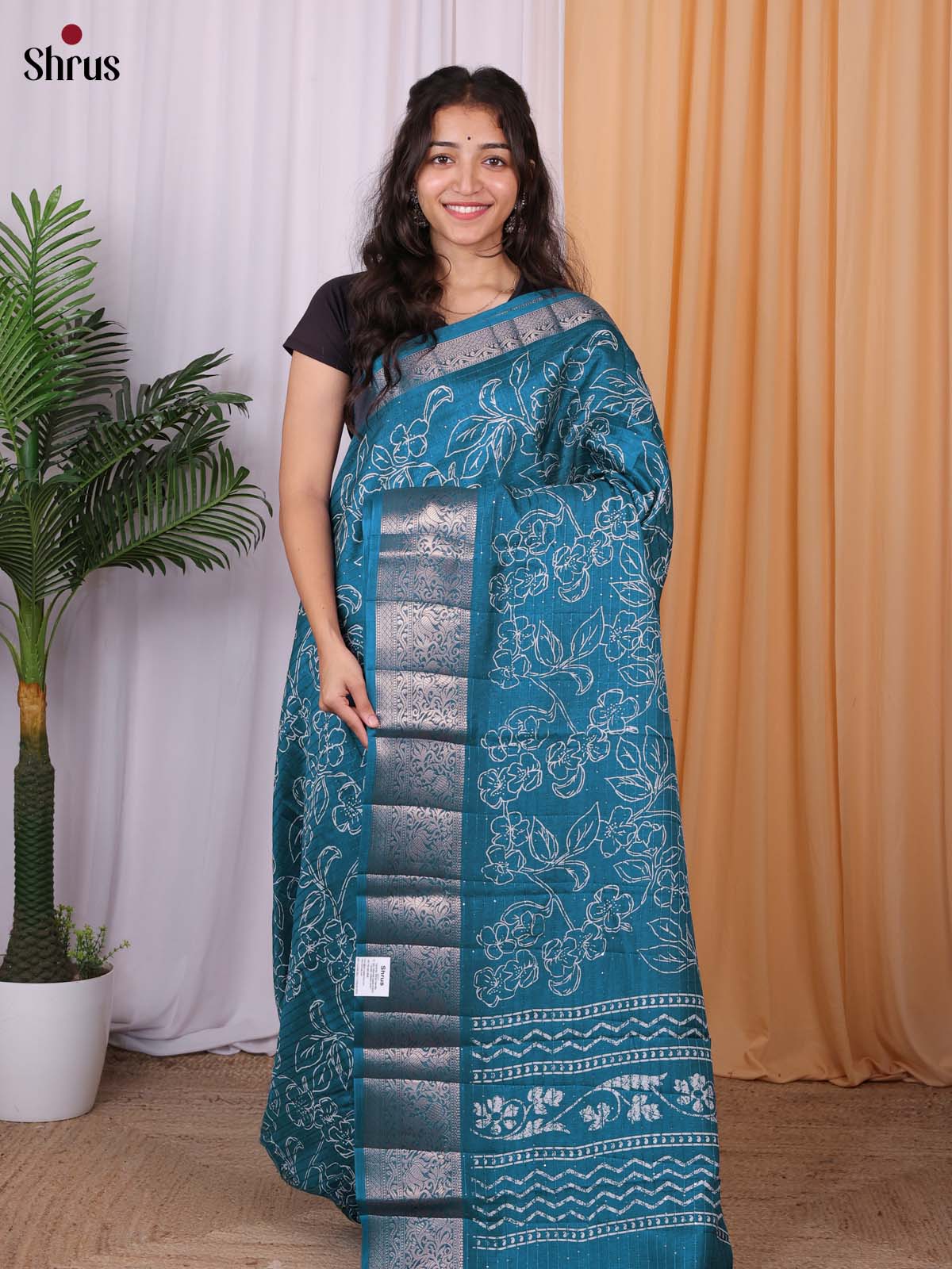 Blue - Semi Tussar Saree - Shop on Shrus.com