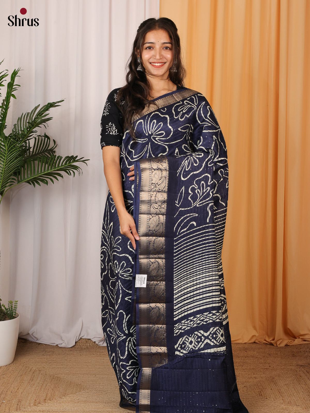 Blue - Semi Tussar Saree - Shop on Shrus.com