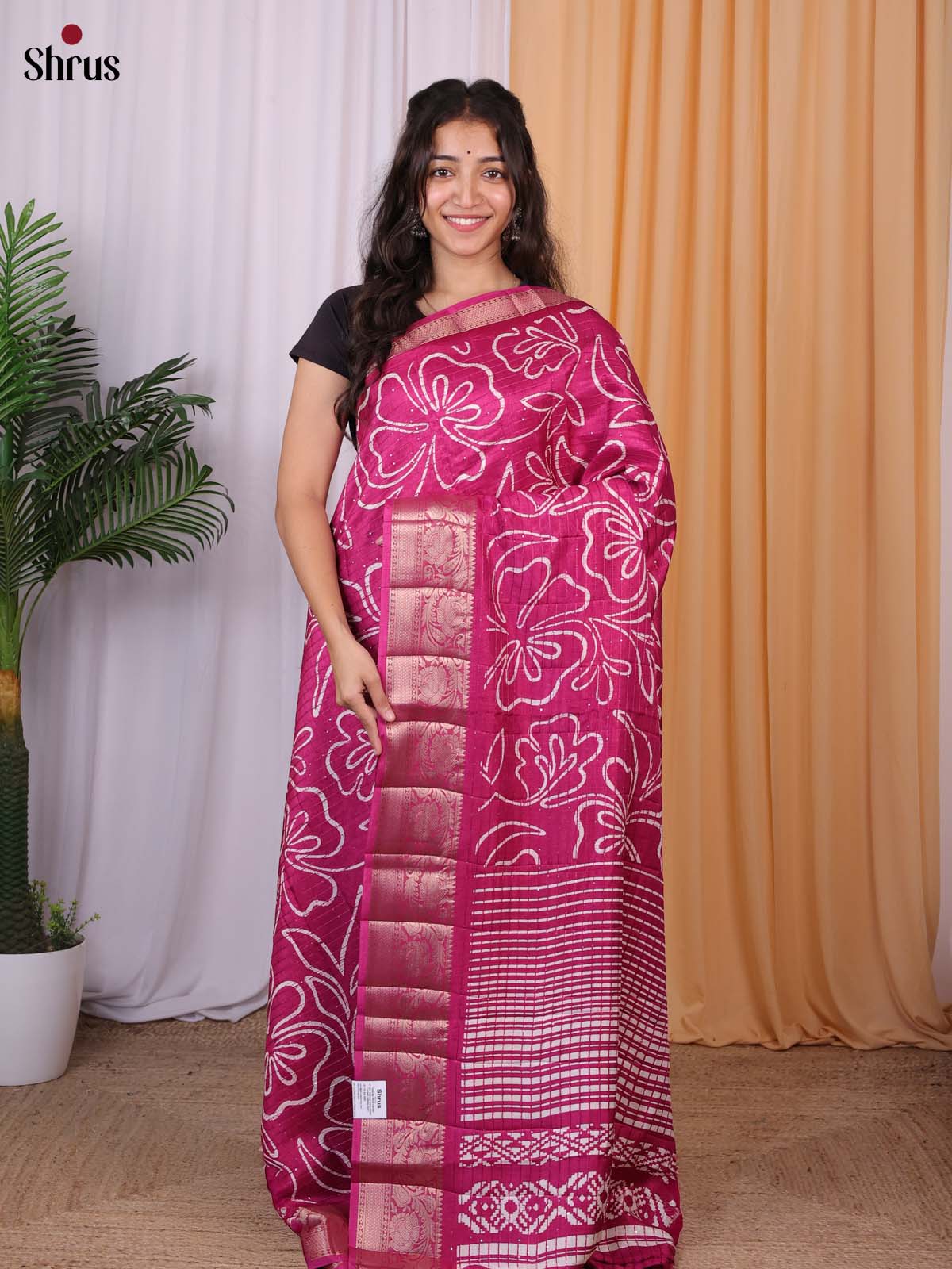 Majenta - Semi Tussar Saree - Shop on Shrus.com
