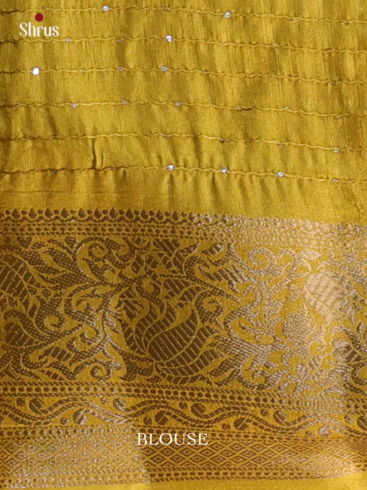 Mustardy Green - Semi Tussar Saree - Shop on Shrus.com