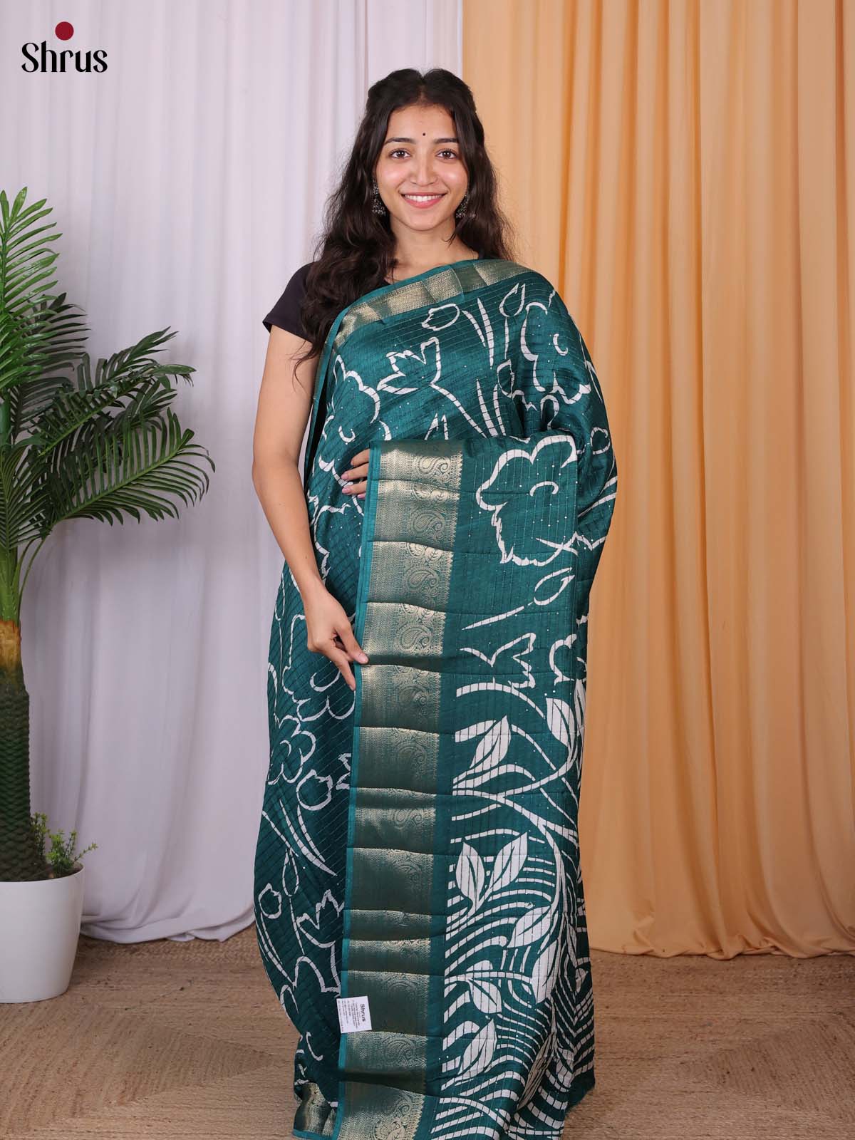 Green - Semi Tussar Saree - Shop on Shrus.com