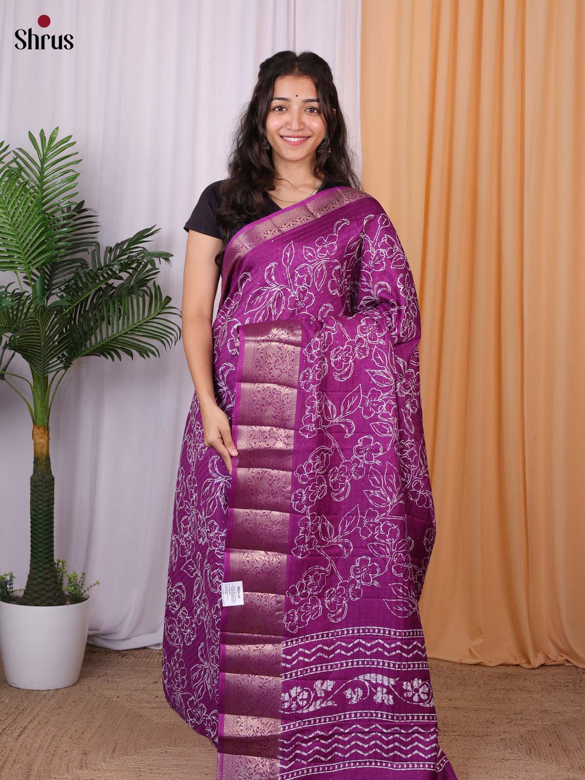 Purple - Semi Tussar Saree - Shop on Shrus.com