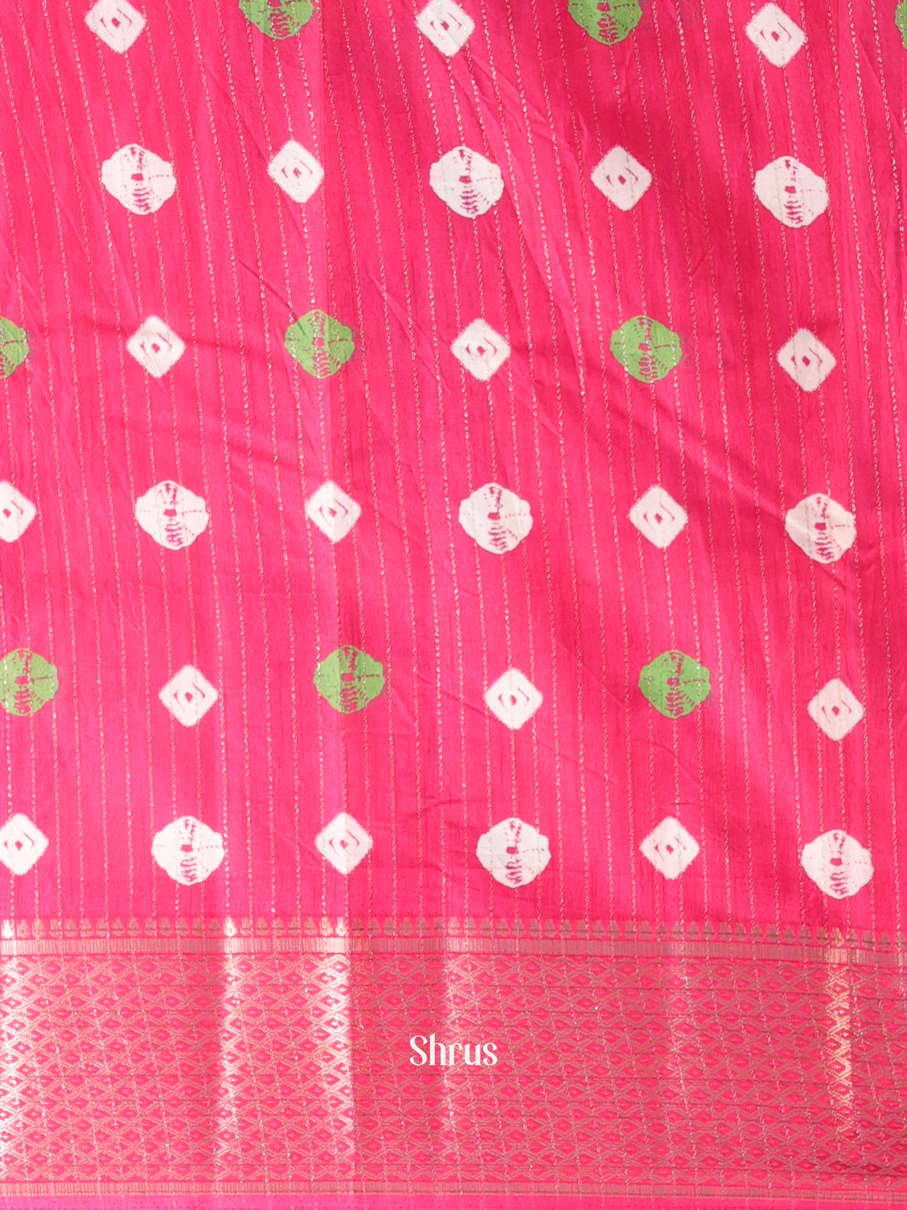 Pink - Shibori Print Semi Tussar Saree - Shop on Shrus.com