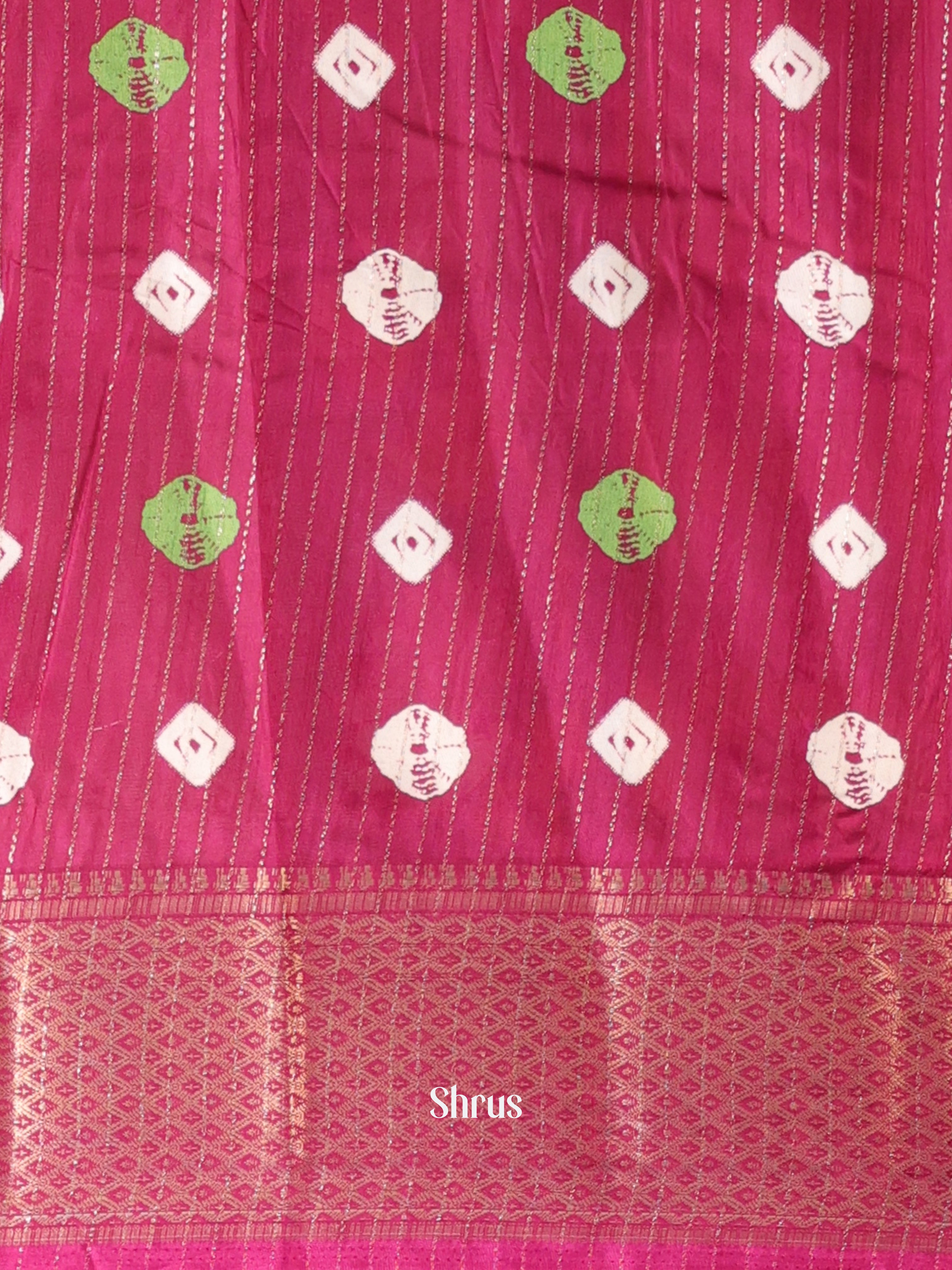 Maroon - Shibori Print Semi Tussar Saree - Shop on Shrus.com