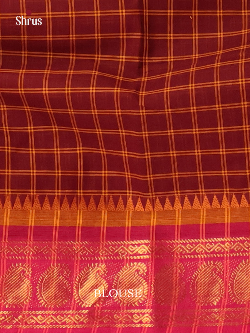 Brown & Pink - Chettinad Cotton Saree - Shop on Shrus.com