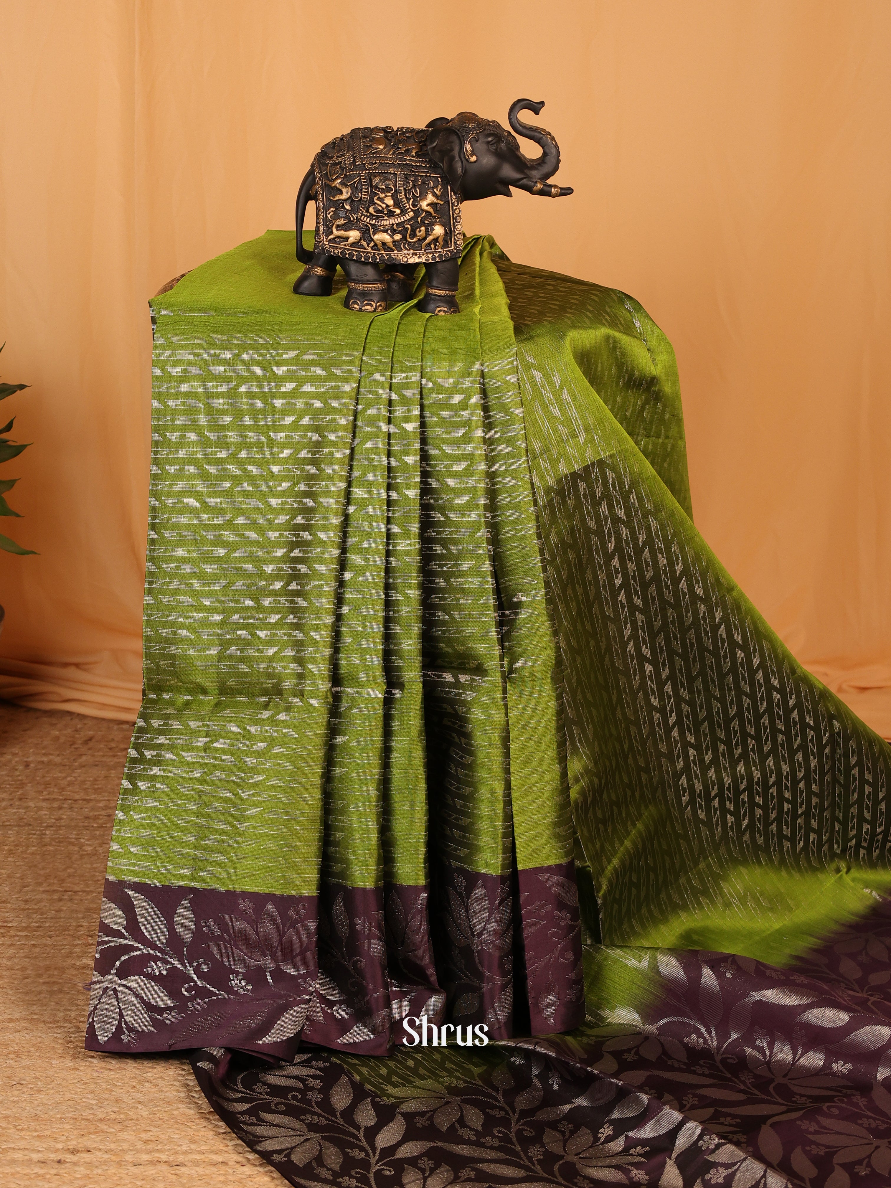 Green & Violet - Soft Silk Saree - Shop on Shrus.com