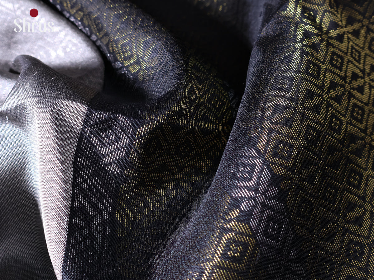 Grey & Black - Soft Silk Saree - Shop on Shrus.com