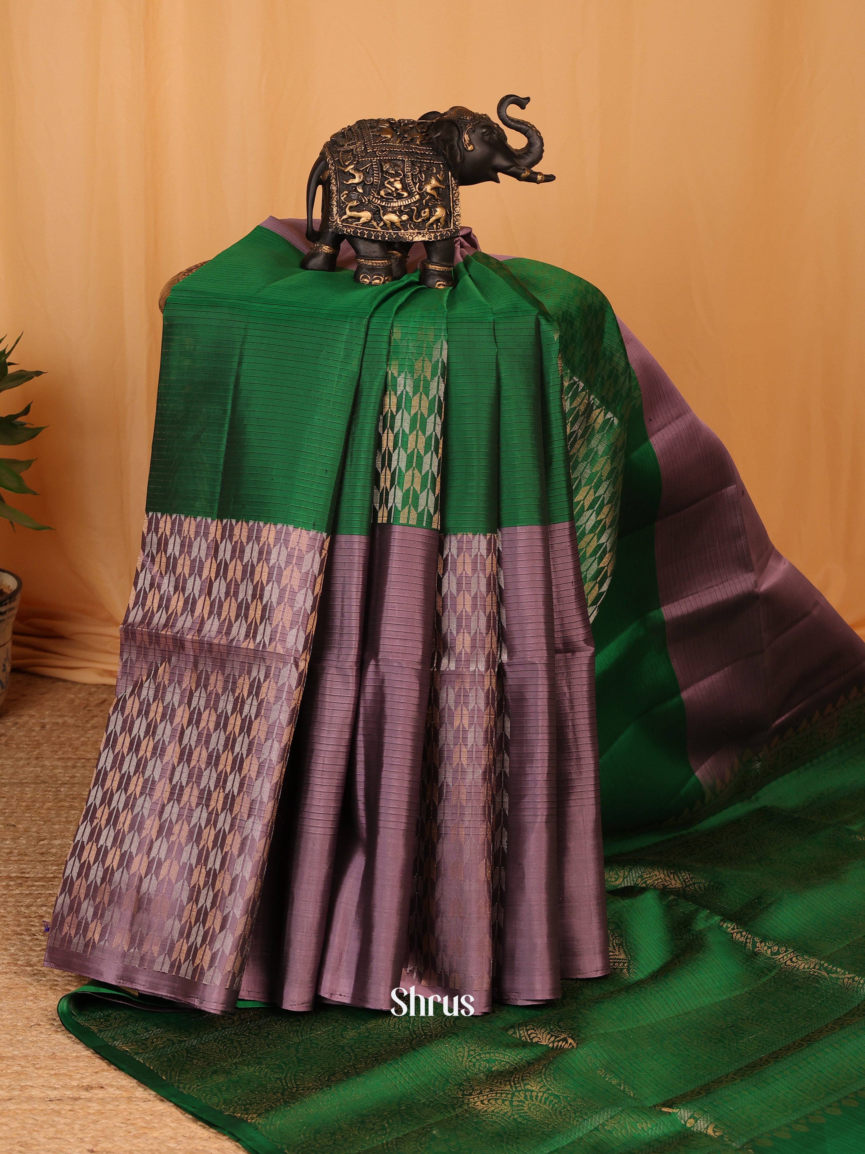 Green & Mauve - Soft Silk Saree - Shop on Shrus.com