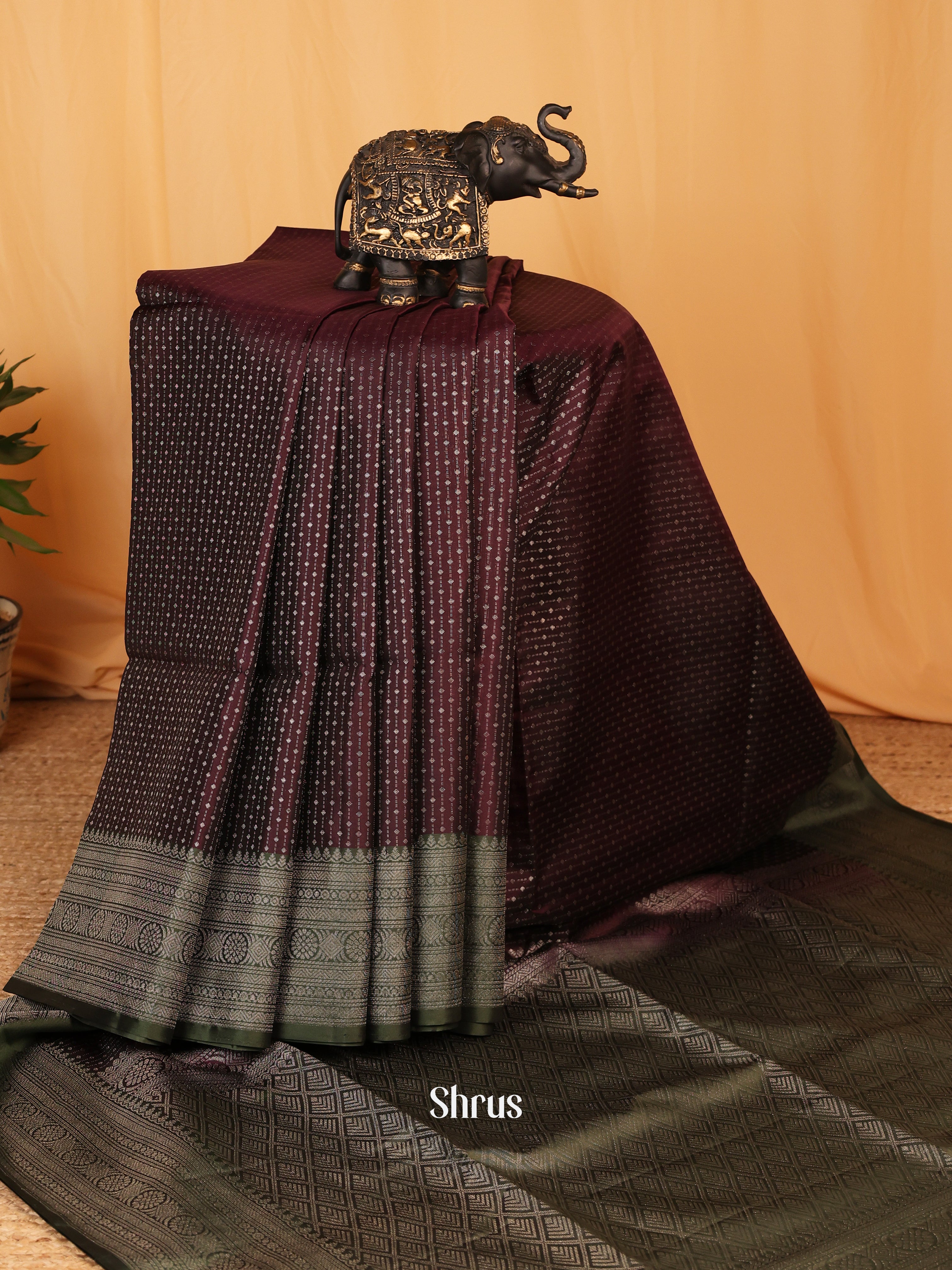 Violet & Green - Soft Silk Saree - Shop on Shrus.com