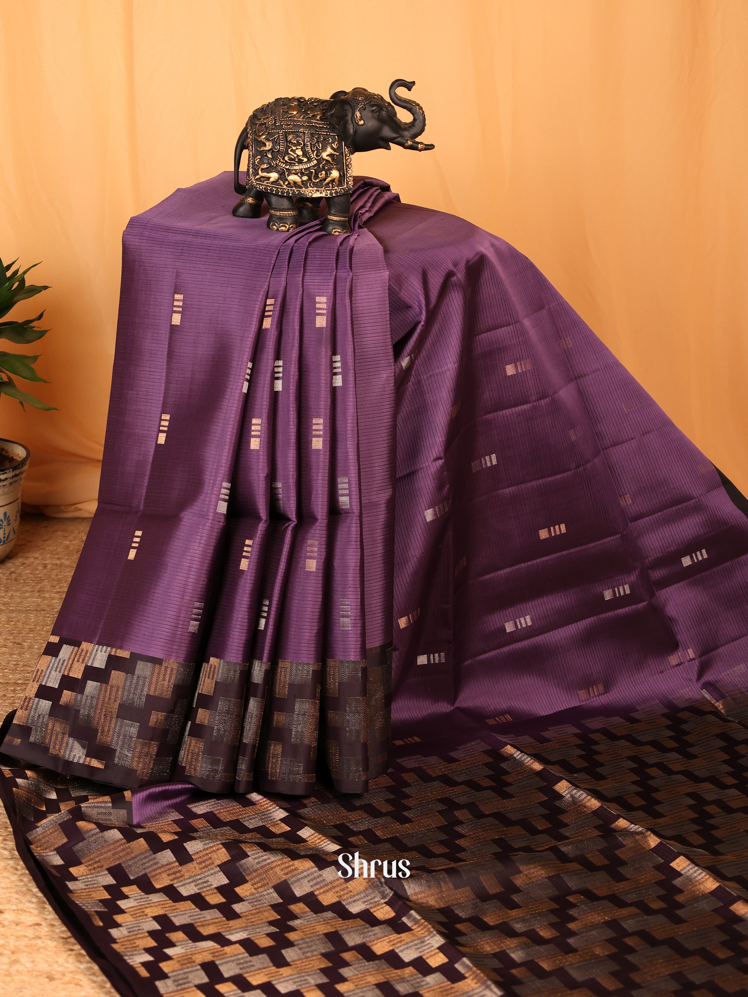 Dark Purple & Violet - Soft Silk Saree - Shop on Shrus.com