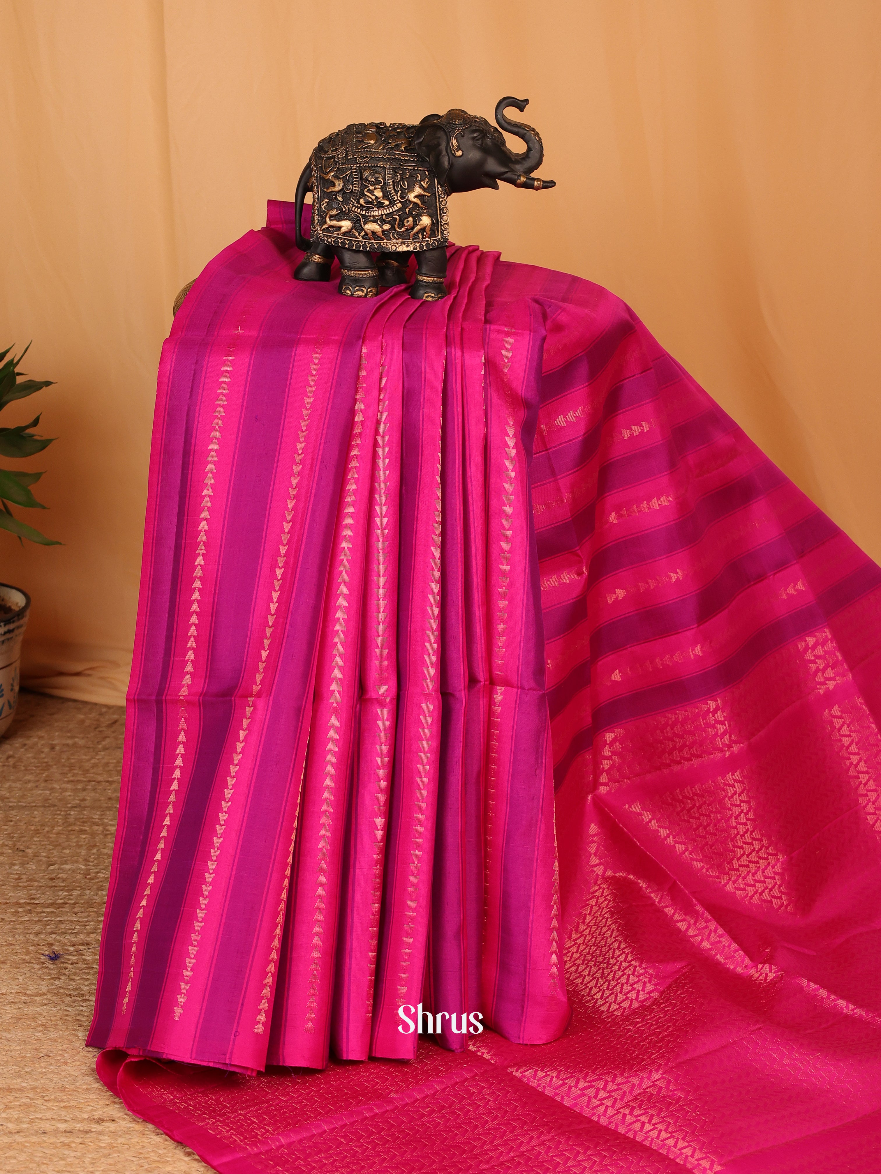 Majenta & Purple - Soft Silk Saree - Shop on Shrus.com