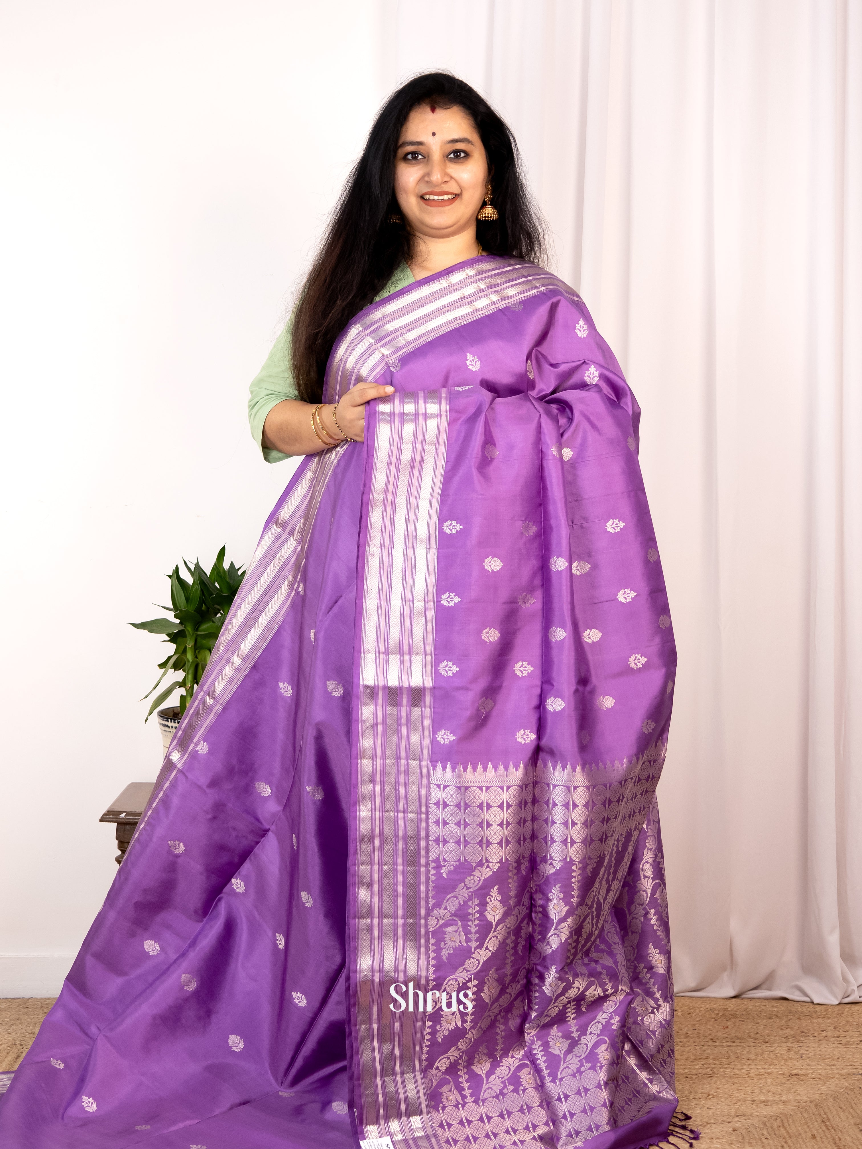 Purple(Single Tone) - Soft Silk Saree - Shop on Shrus.com