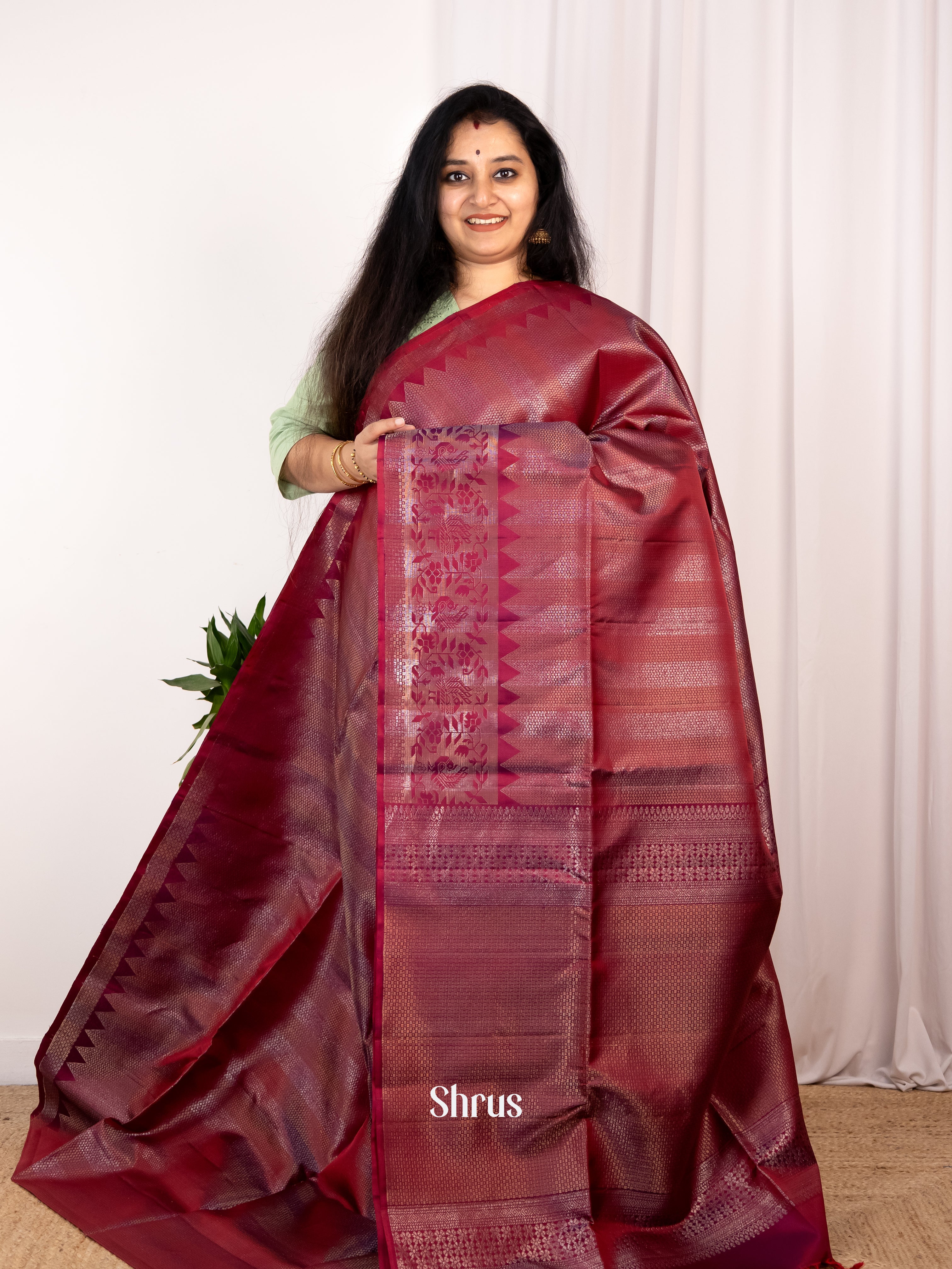 Maroon(Single Tone) - Soft Silk Saree - Shop on Shrus.com