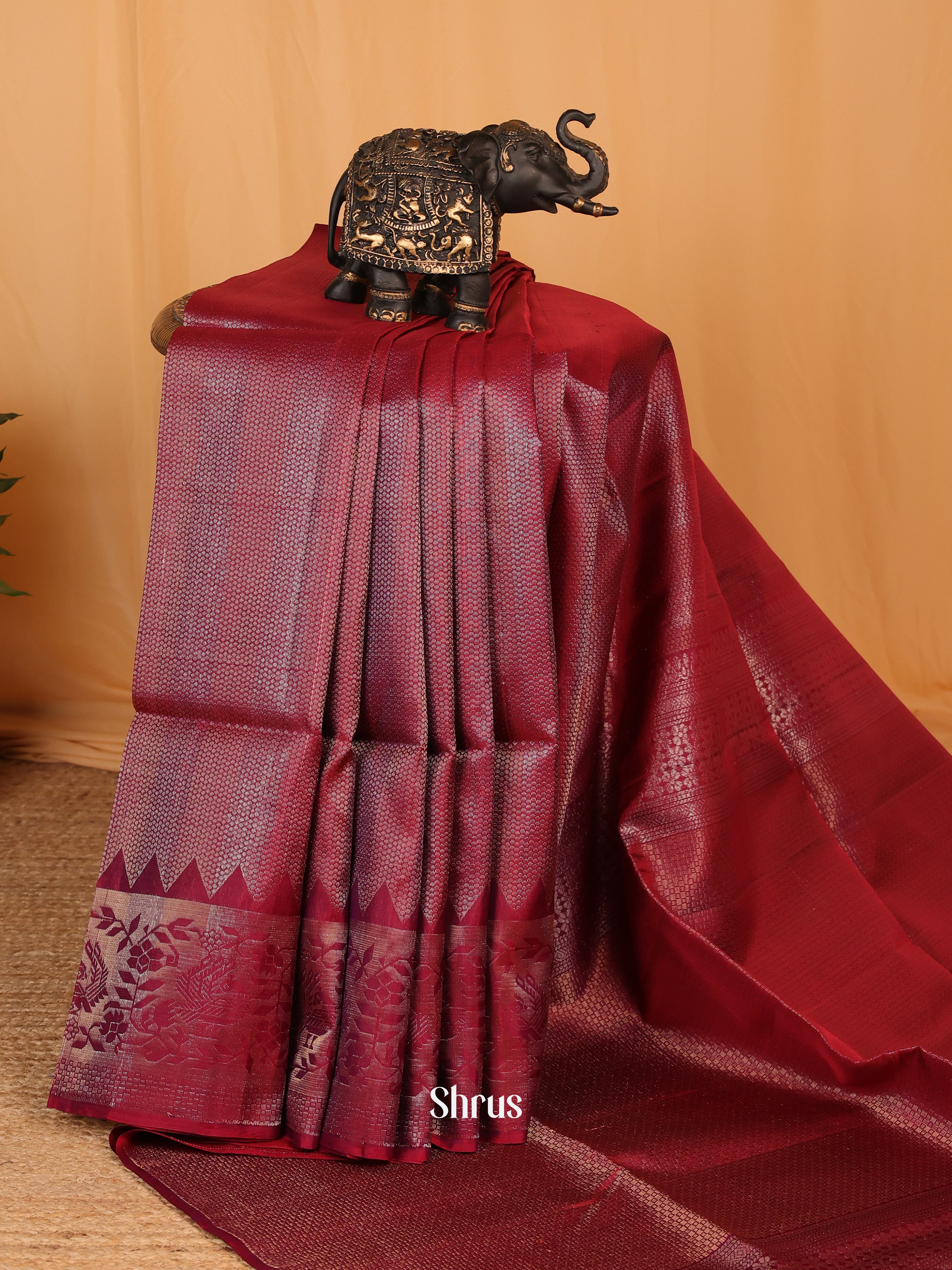 Maroon(Single Tone) - Soft Silk Saree - Shop on Shrus.com