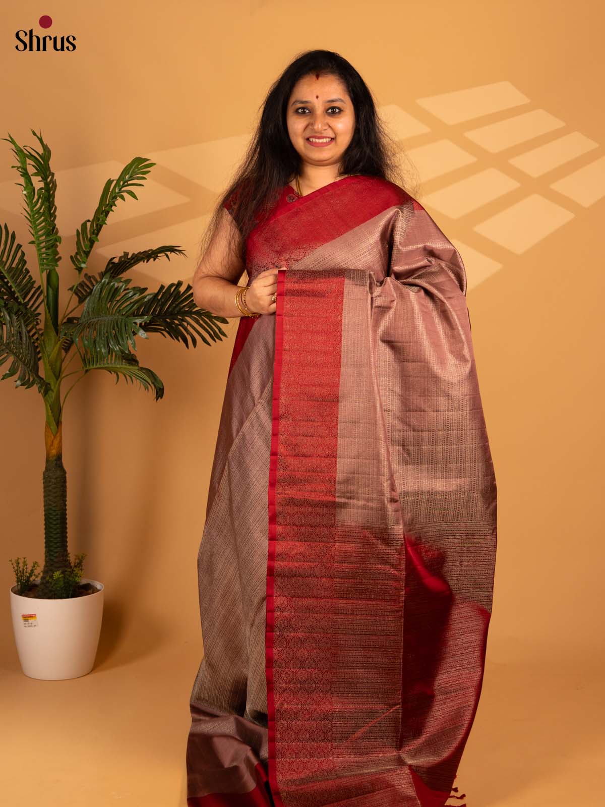 Brown & Maroon- Soft Silk Saree - Shop on Shrus.com