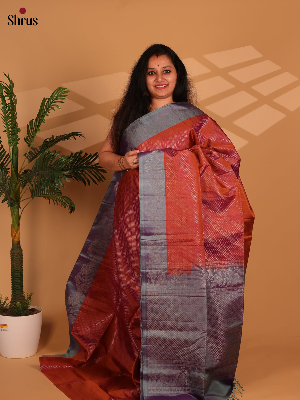 Red & Grey - Soft Silk Saree - Shop on Shrus.com