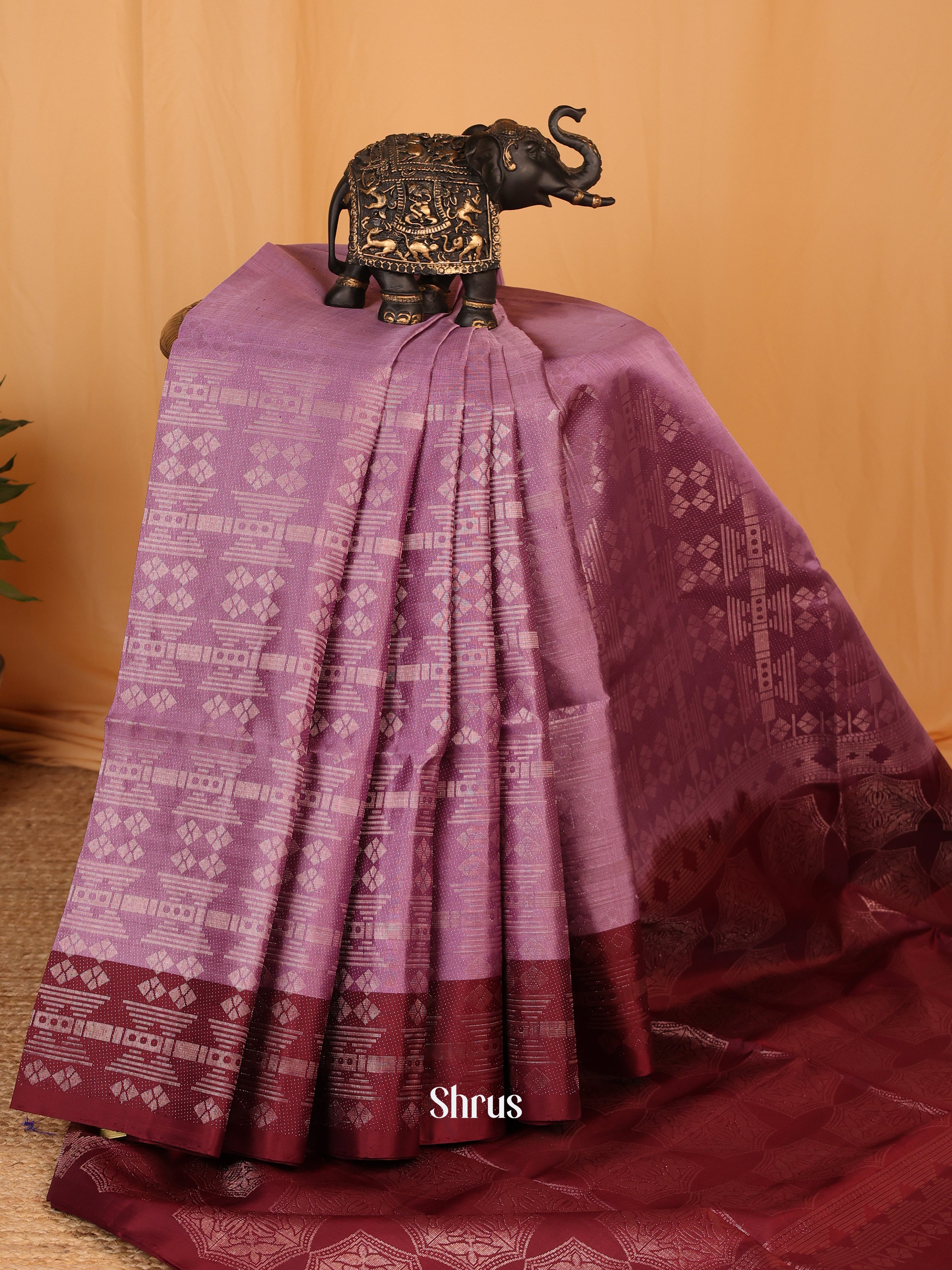 Lavender & Maroon - Soft Silk Saree - Shop on Shrus.com