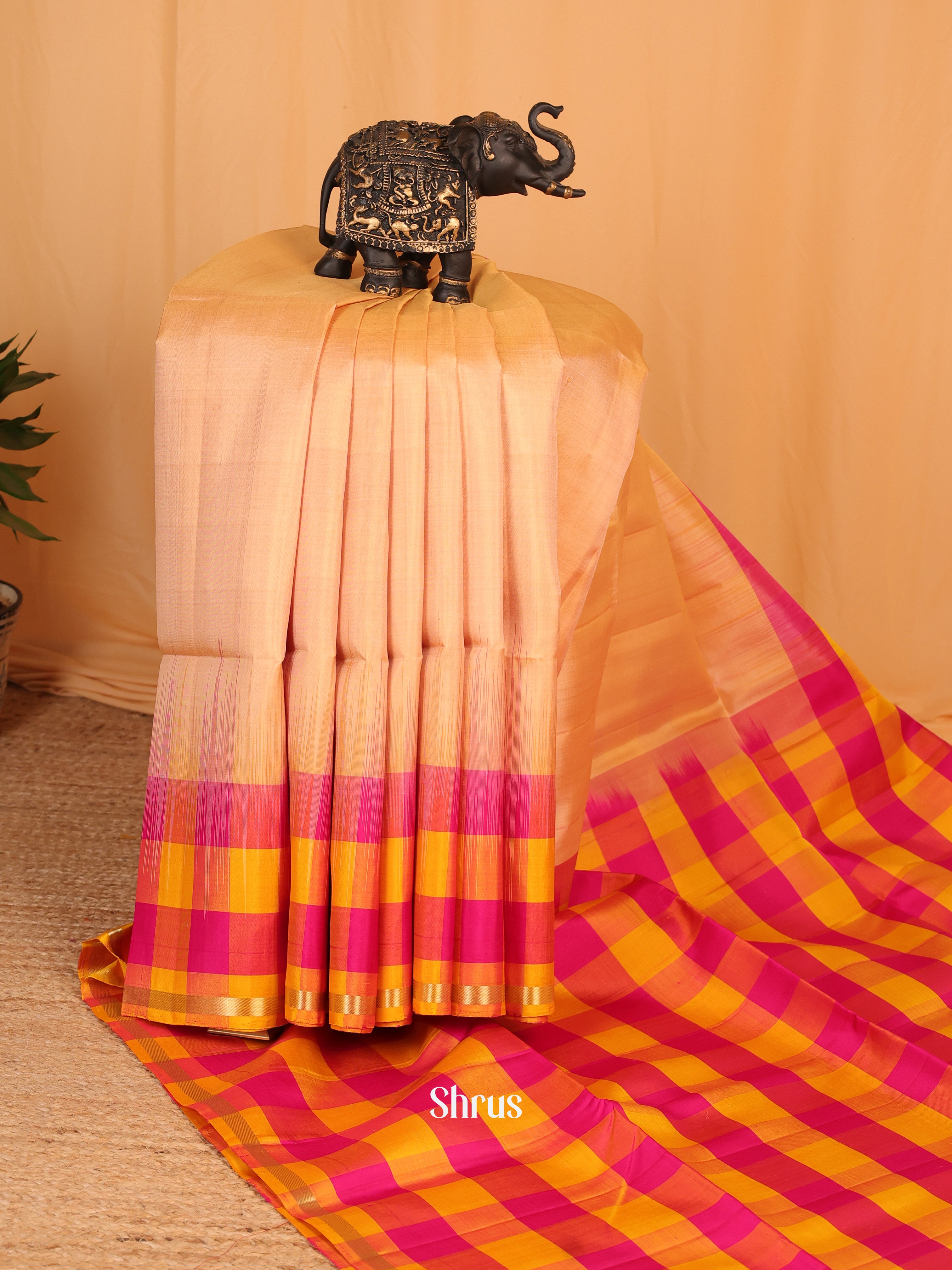 Sandal & Pink - Soft Silk Saree - Shop on Shrus.com