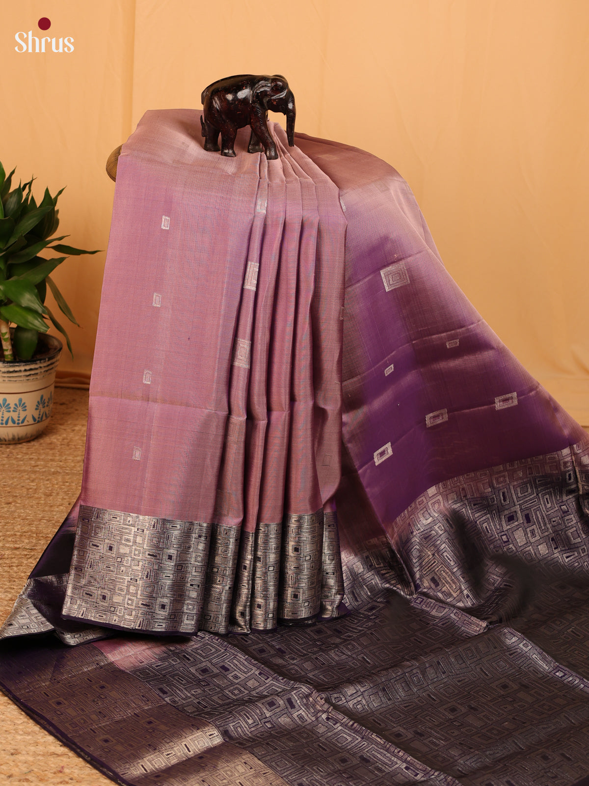 Dusty Brown & Purple - Soft Silk Saree - Shop on Shrus.com
