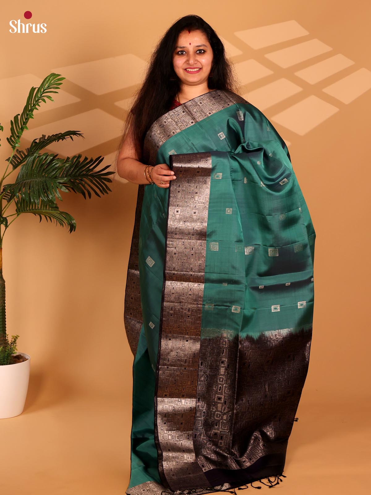 Green & Brown - Soft Silk Saree - Shop on Shrus.com