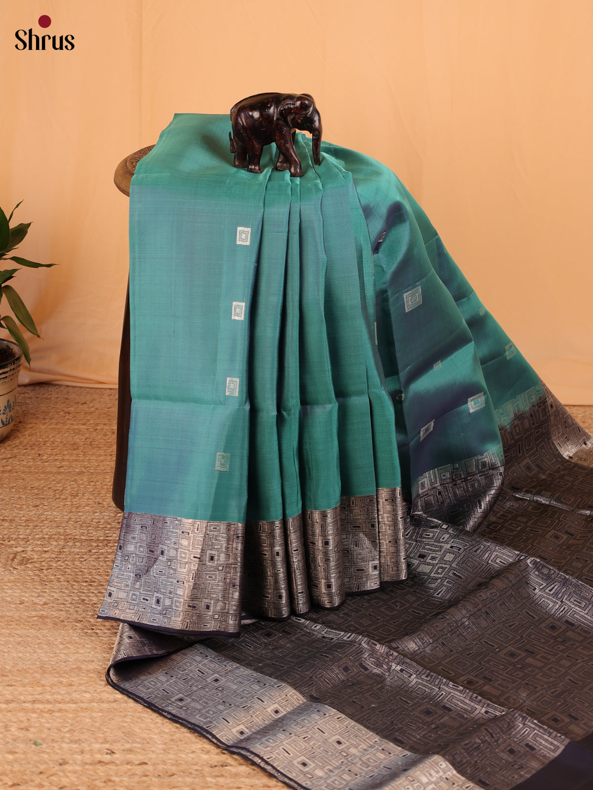 Green & Brown - Soft Silk Saree - Shop on Shrus.com